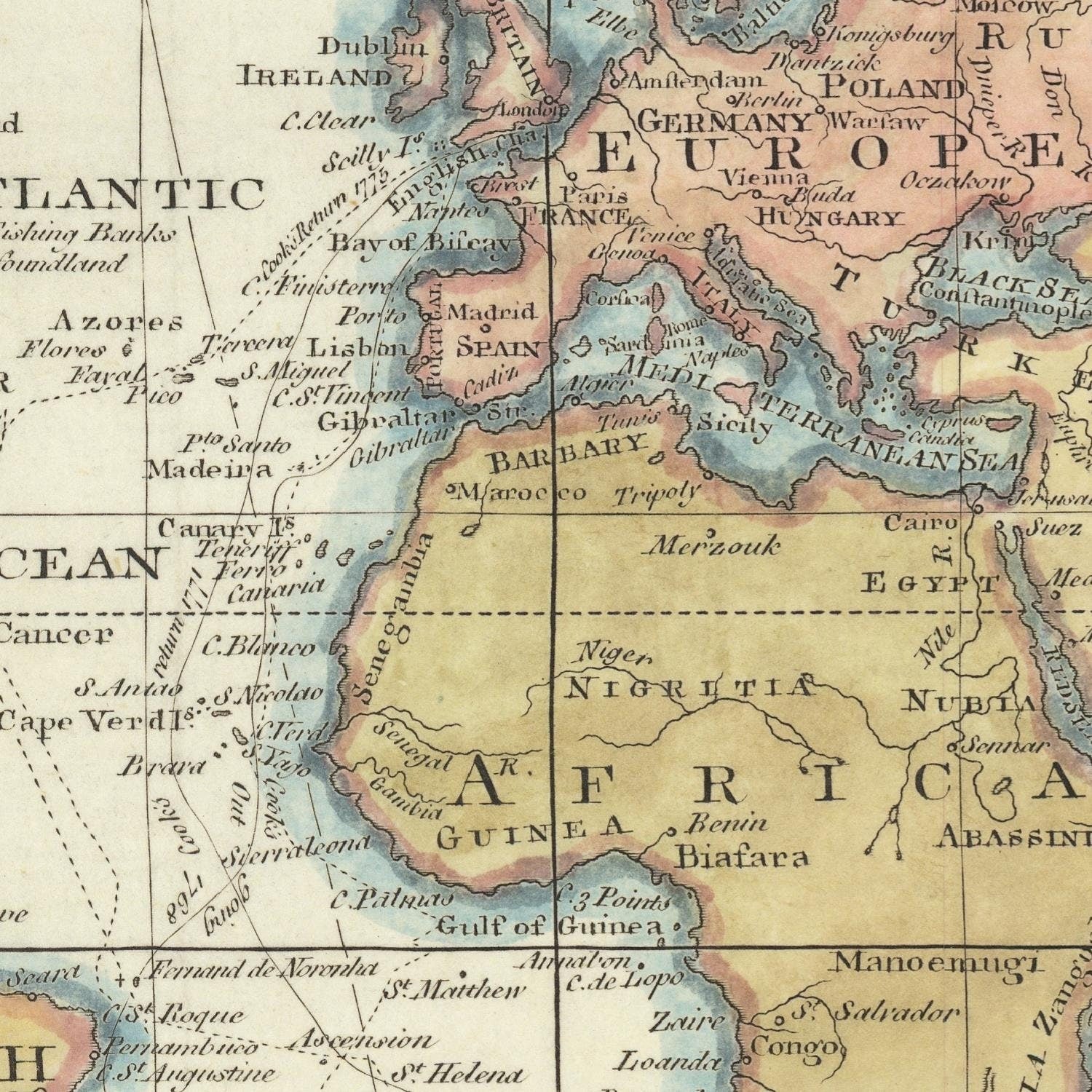 detail of the map from the centre 