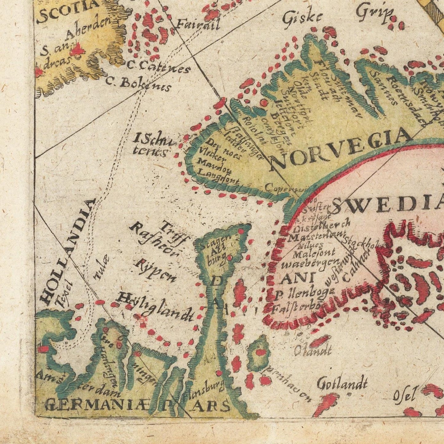 detail of the map from the bottom left corner