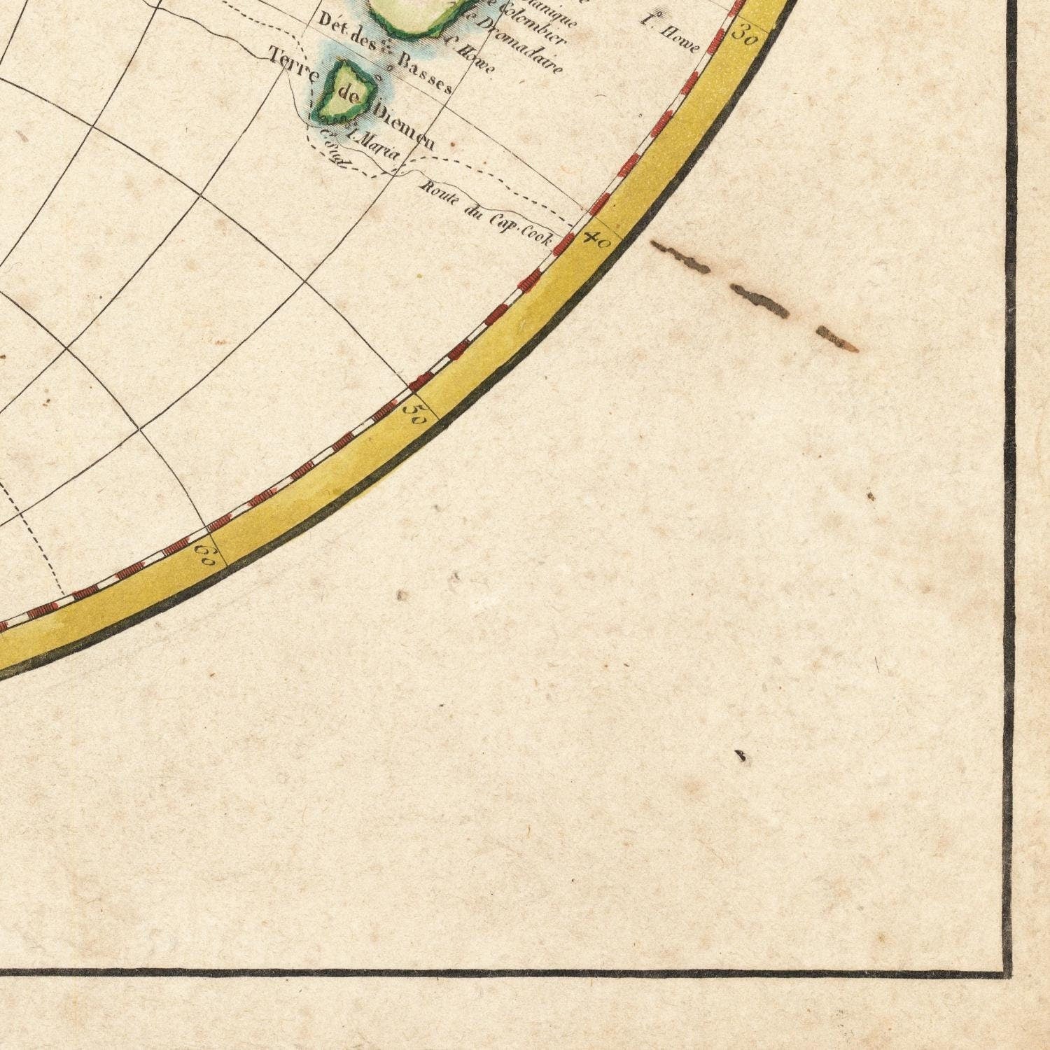 detail of the map from the bottom right corner