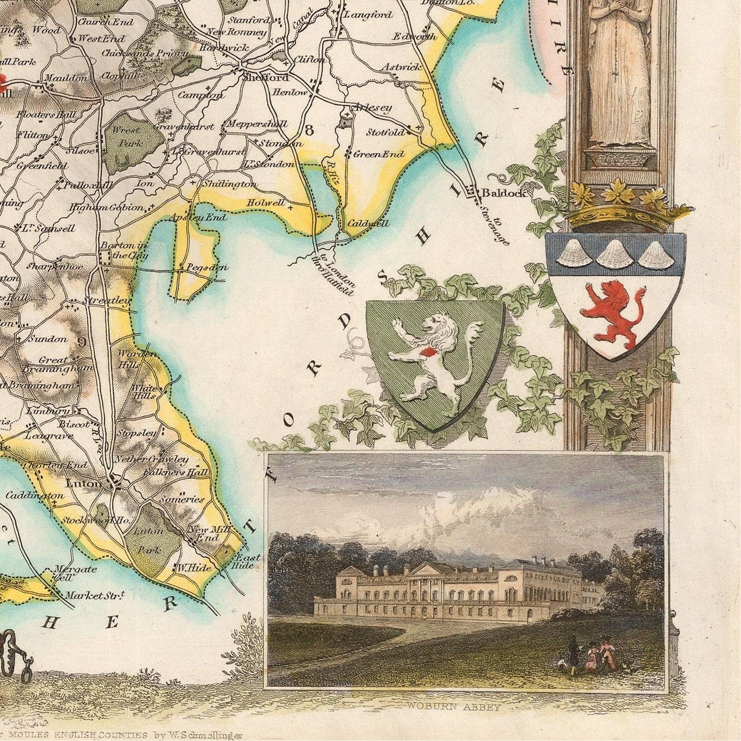 detail of the map from the bottom right corner