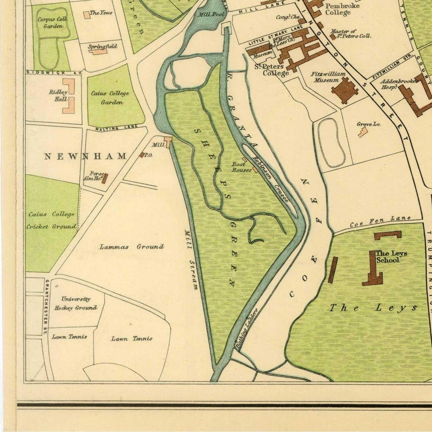 detail of the map from the bottom left corner