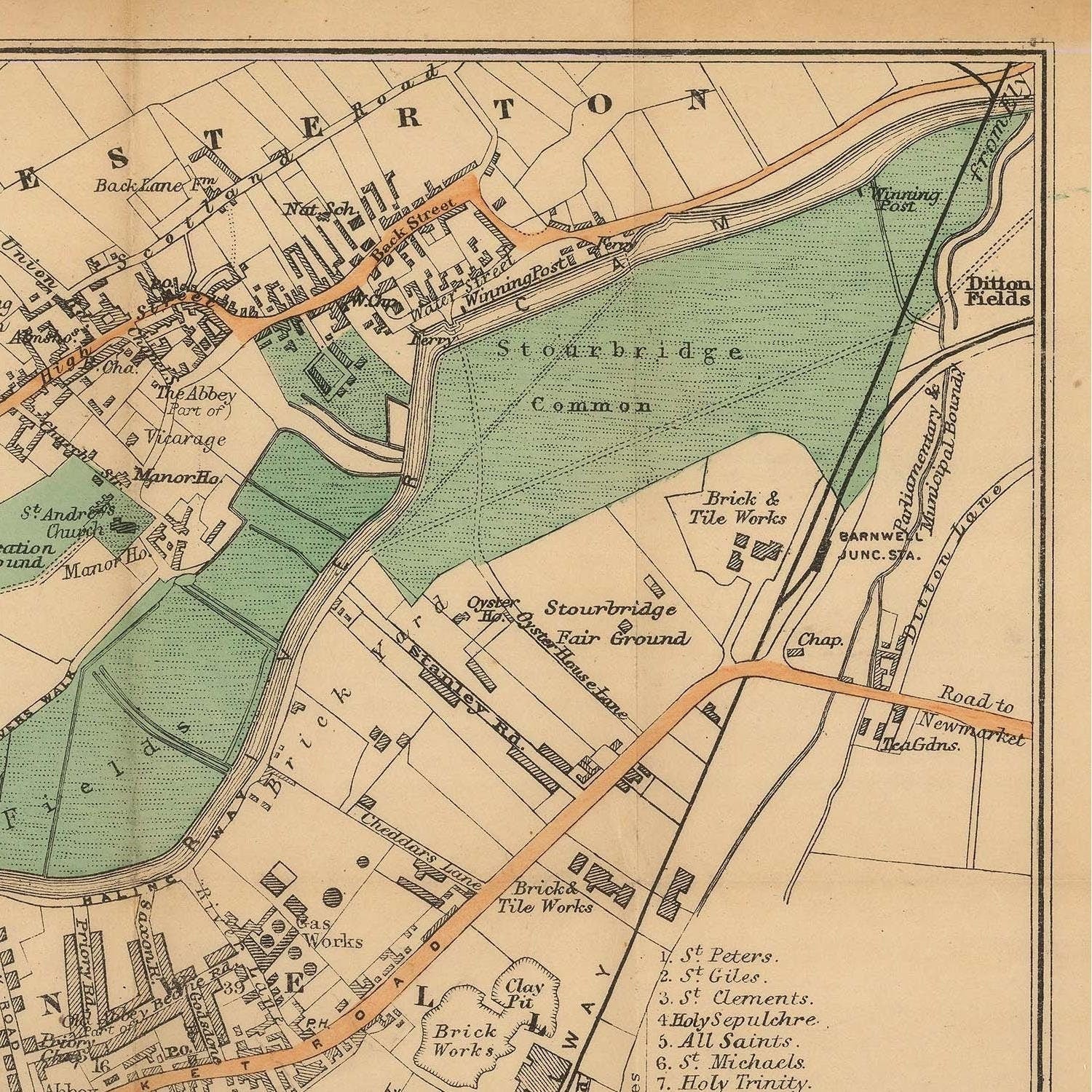 detail of the map from the top right corner