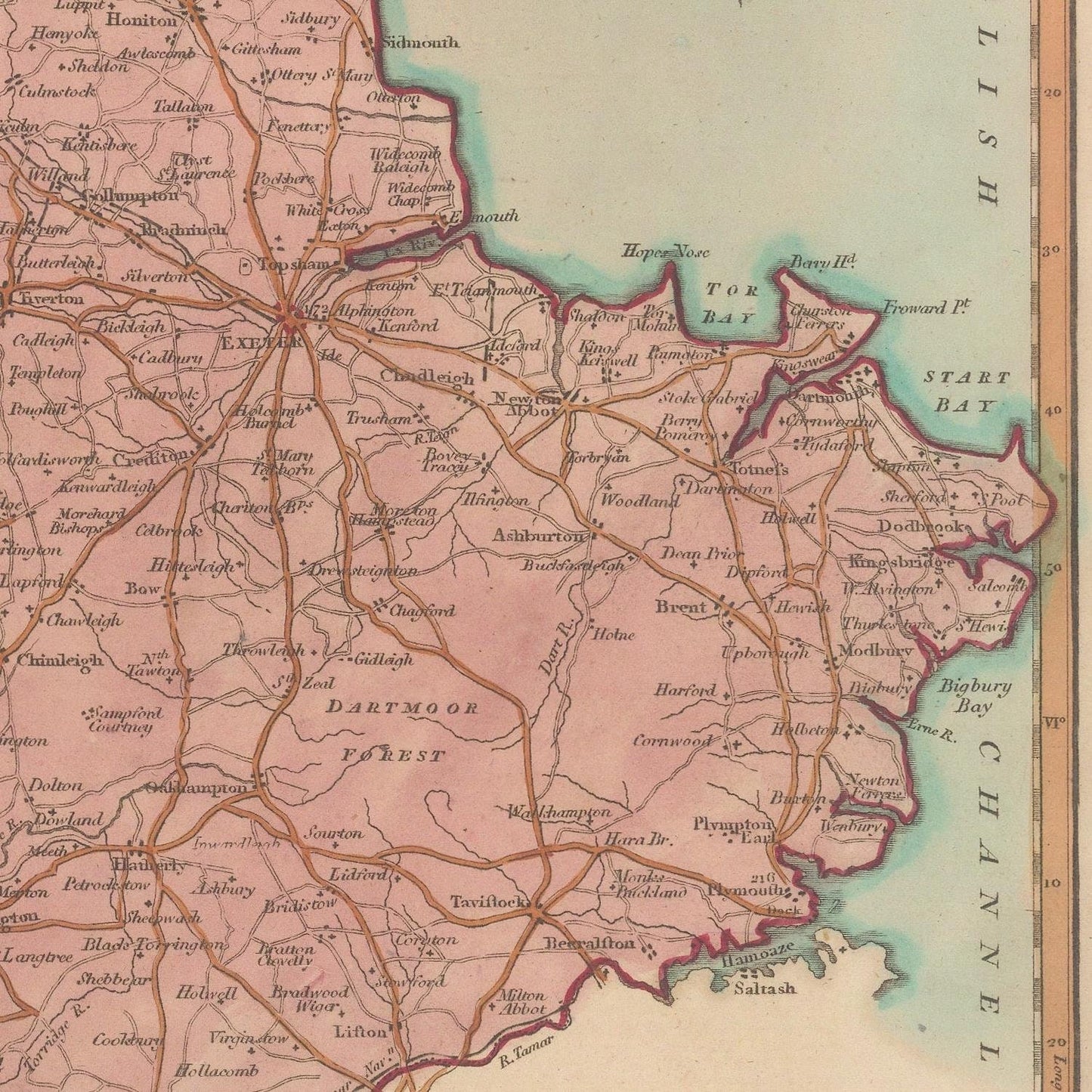 detail of the map from the centre left