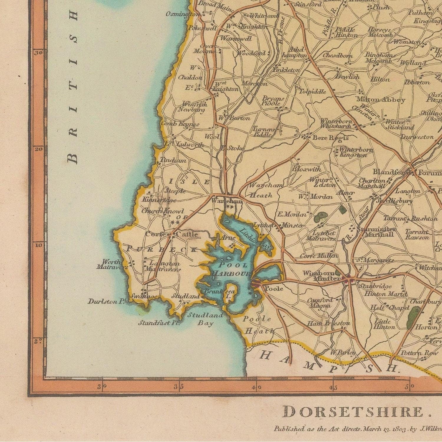 detail of the map from the bottom left corner