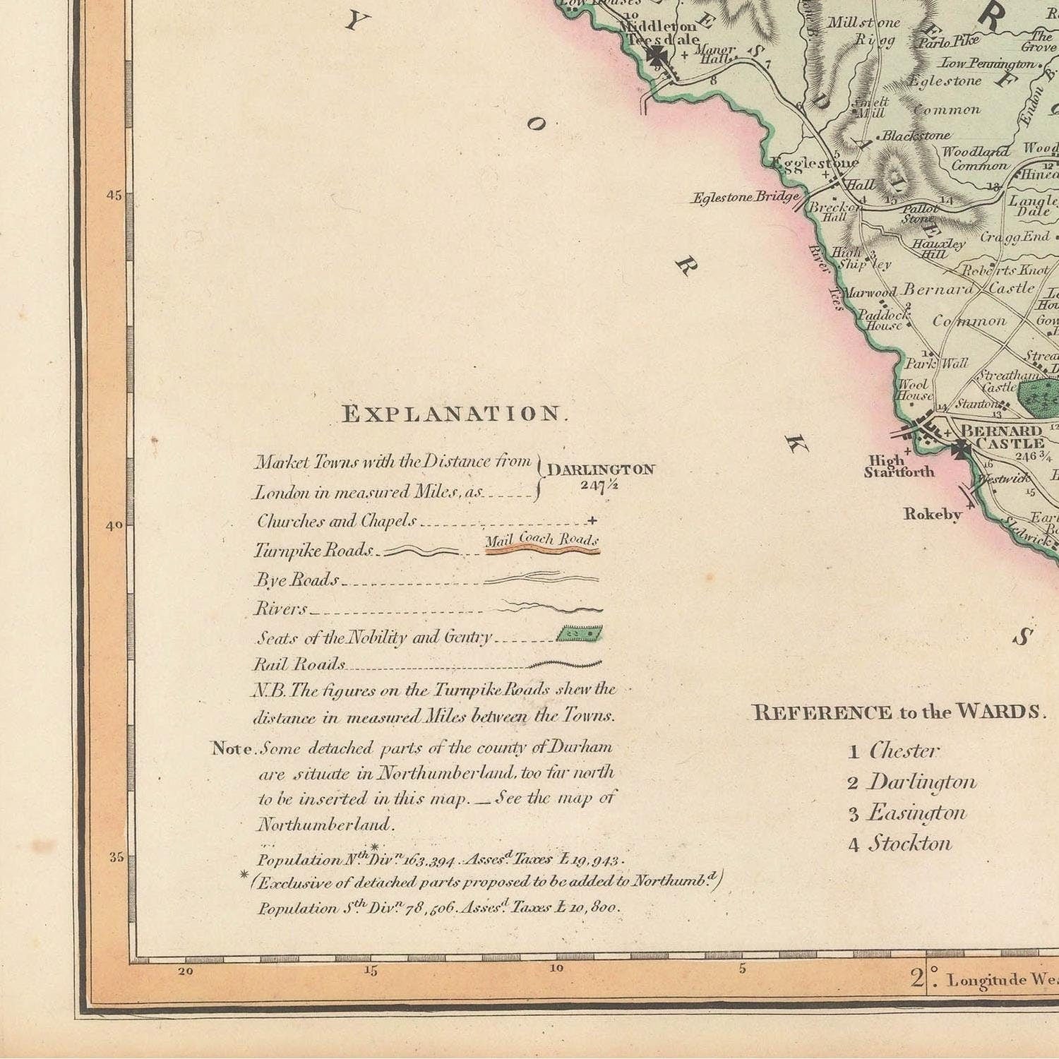 detail of the map from the bottom left corner