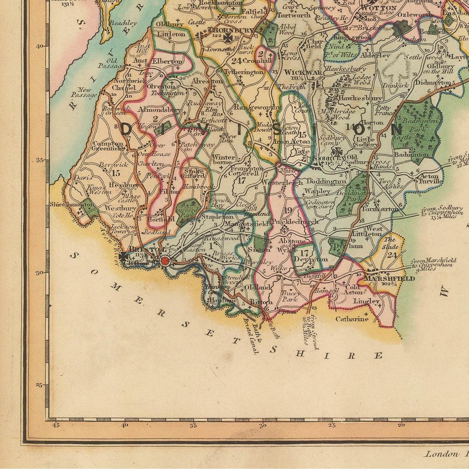 detail of the map from the bottom left corner