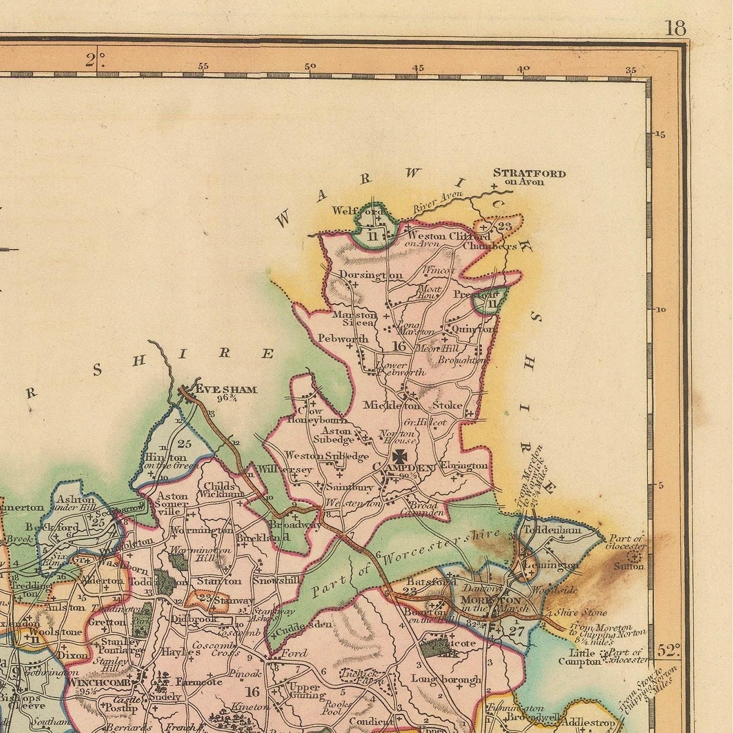 detail of the map from the top right corner