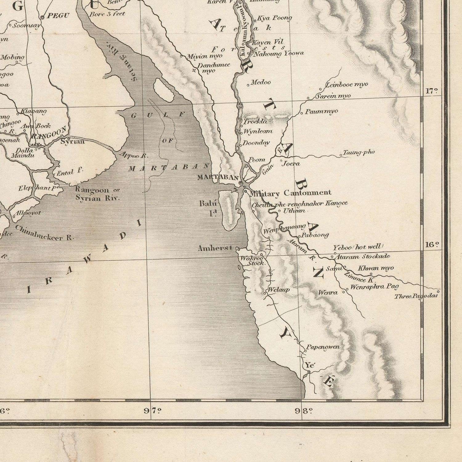 detail of the map from the bottom right corner