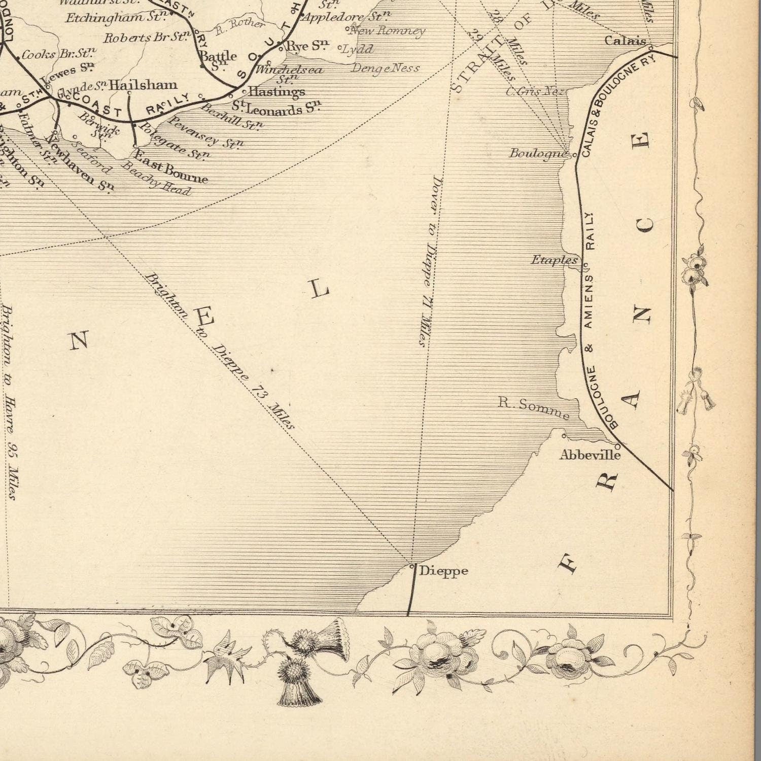 detail of the map from the bottom right corner