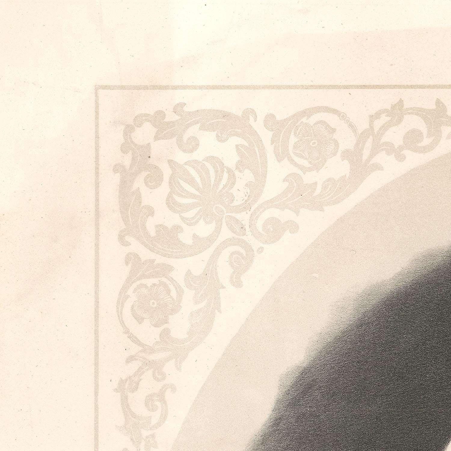 detail of the engraving reproduction from the top left corner