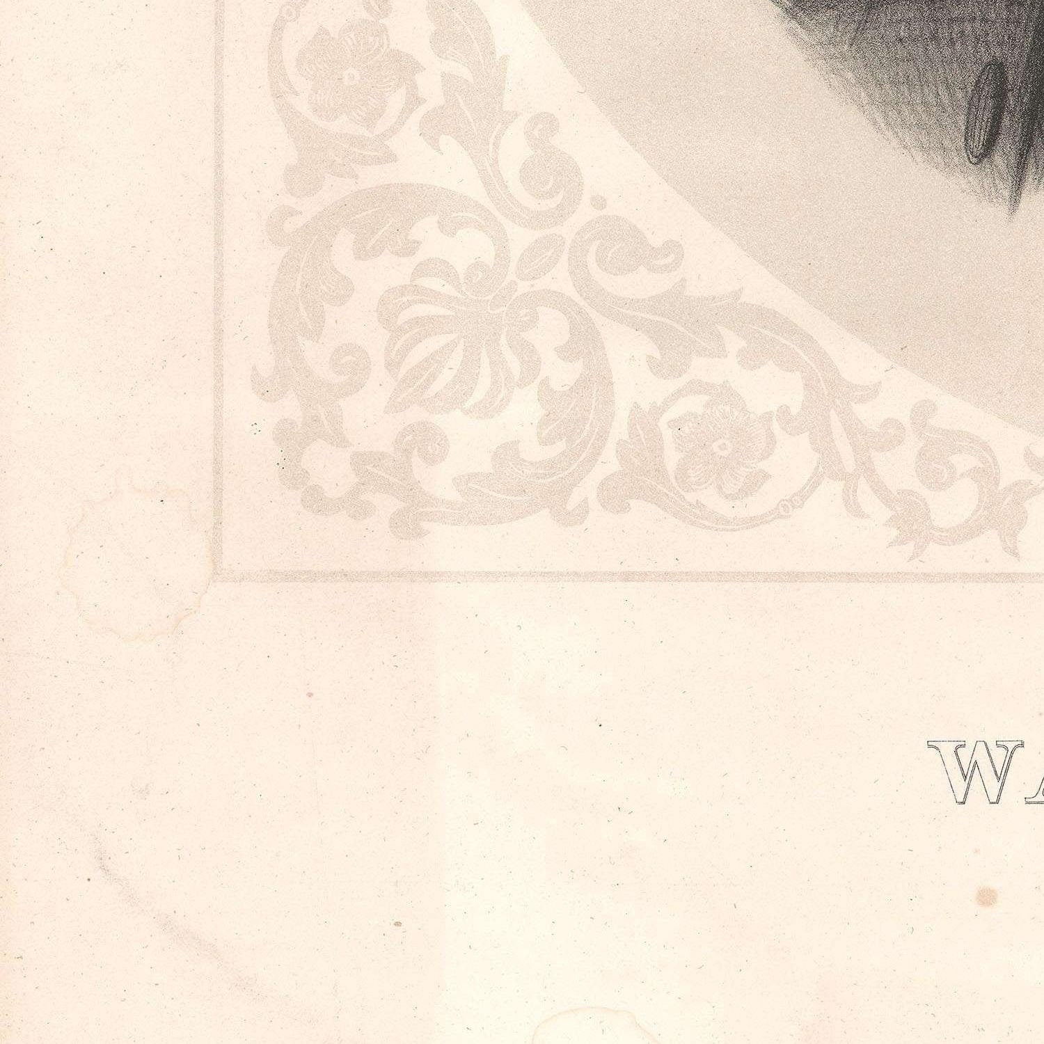 detail of the engraving reproduction from the bottom left corner