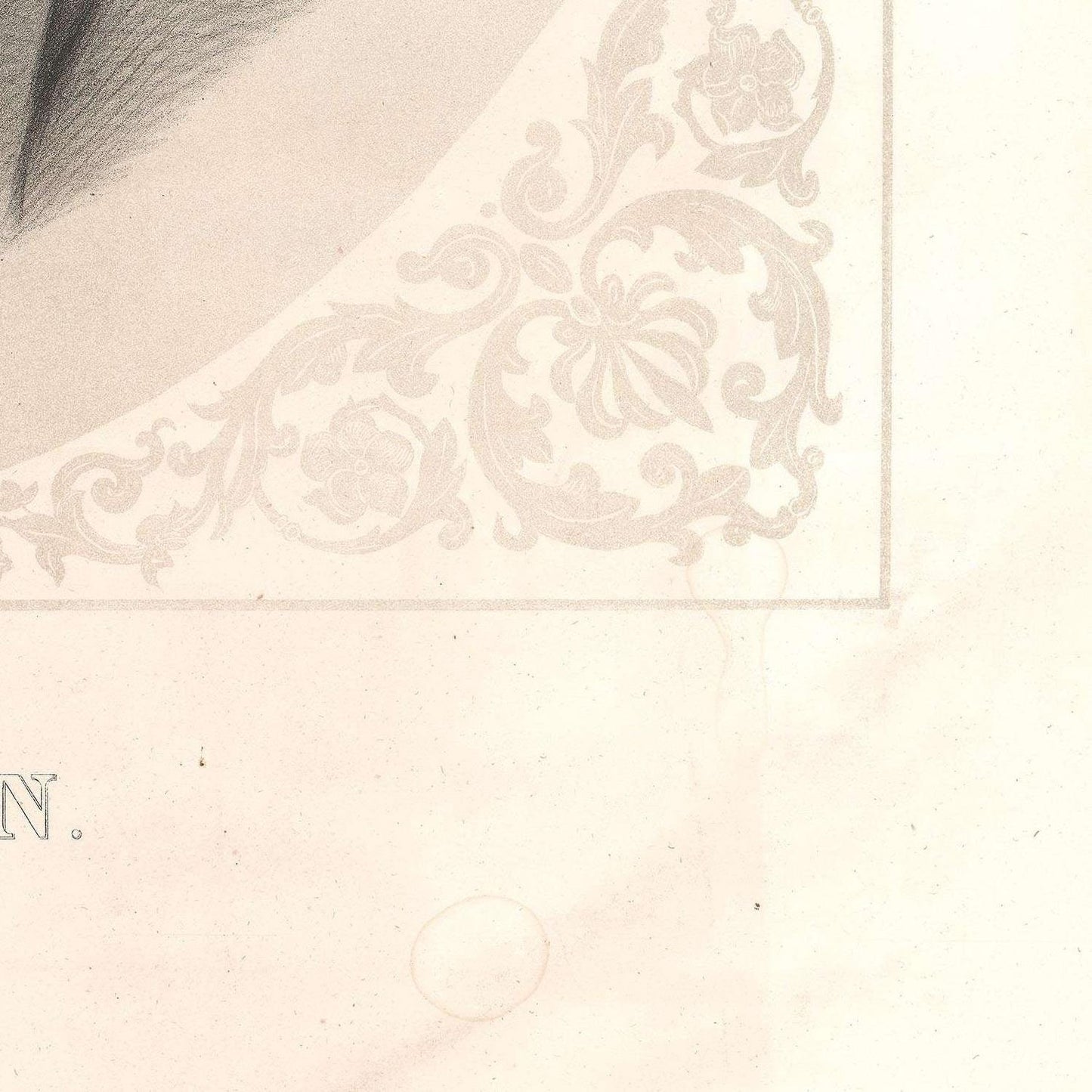 detail of the engraving reproduction from the bottom right corner