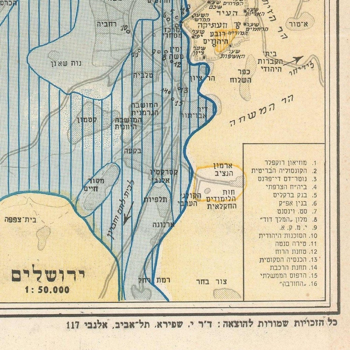 detail of the map from the bottom right corner