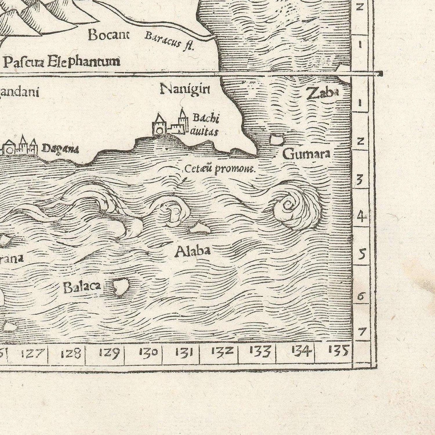 detail of the map from the bottom right corner