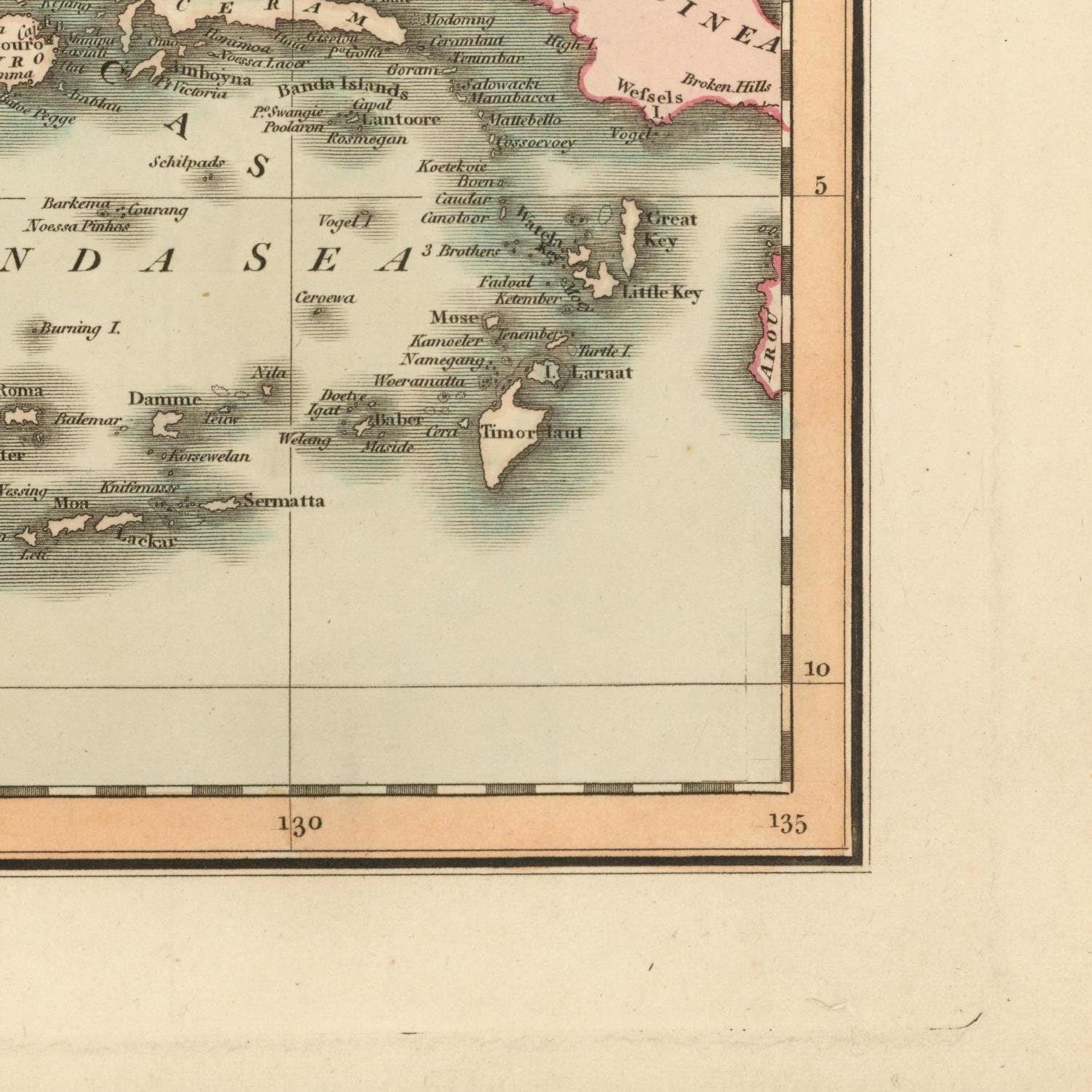 detail of the map from the bottom right corner