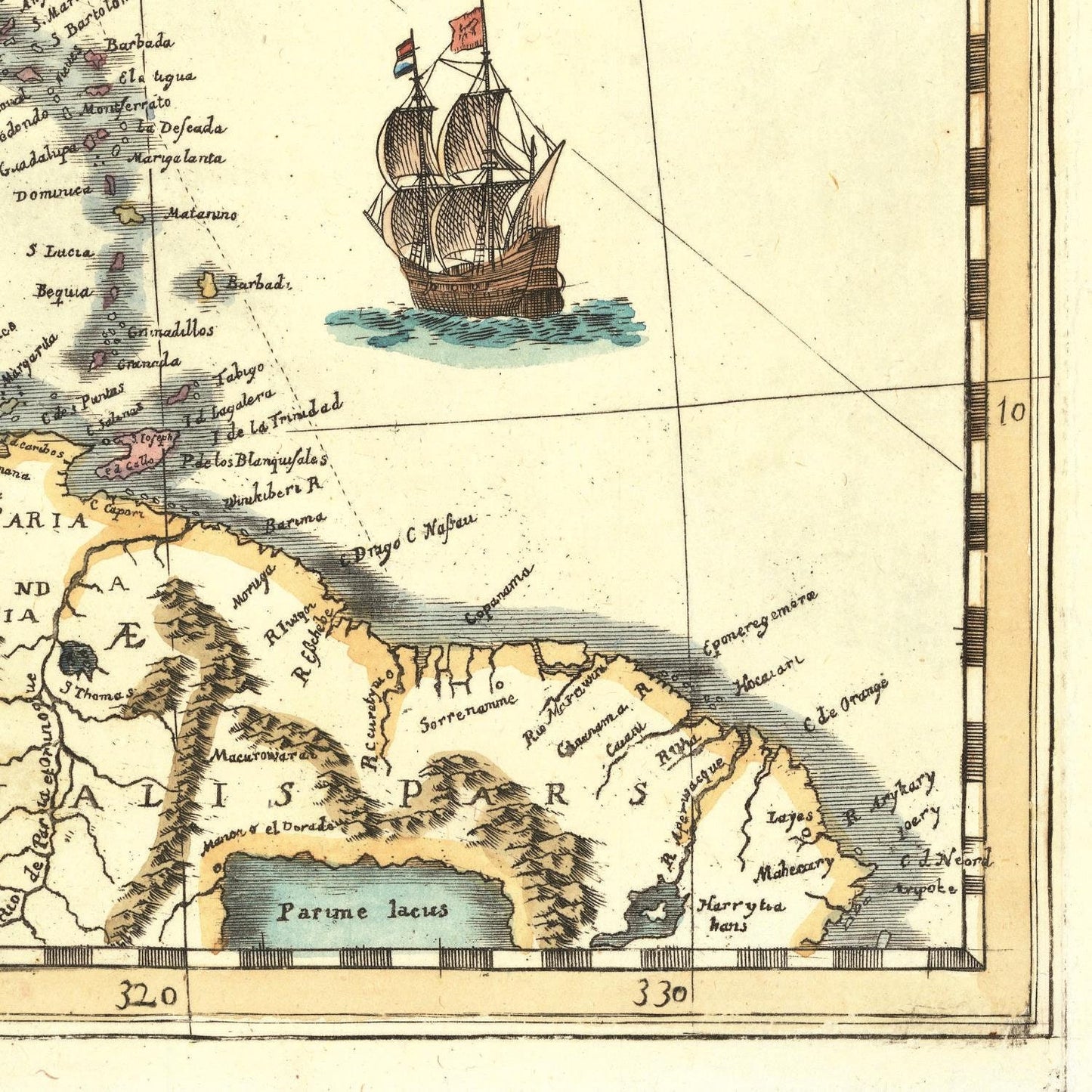 detail of the map from the bottom right corner