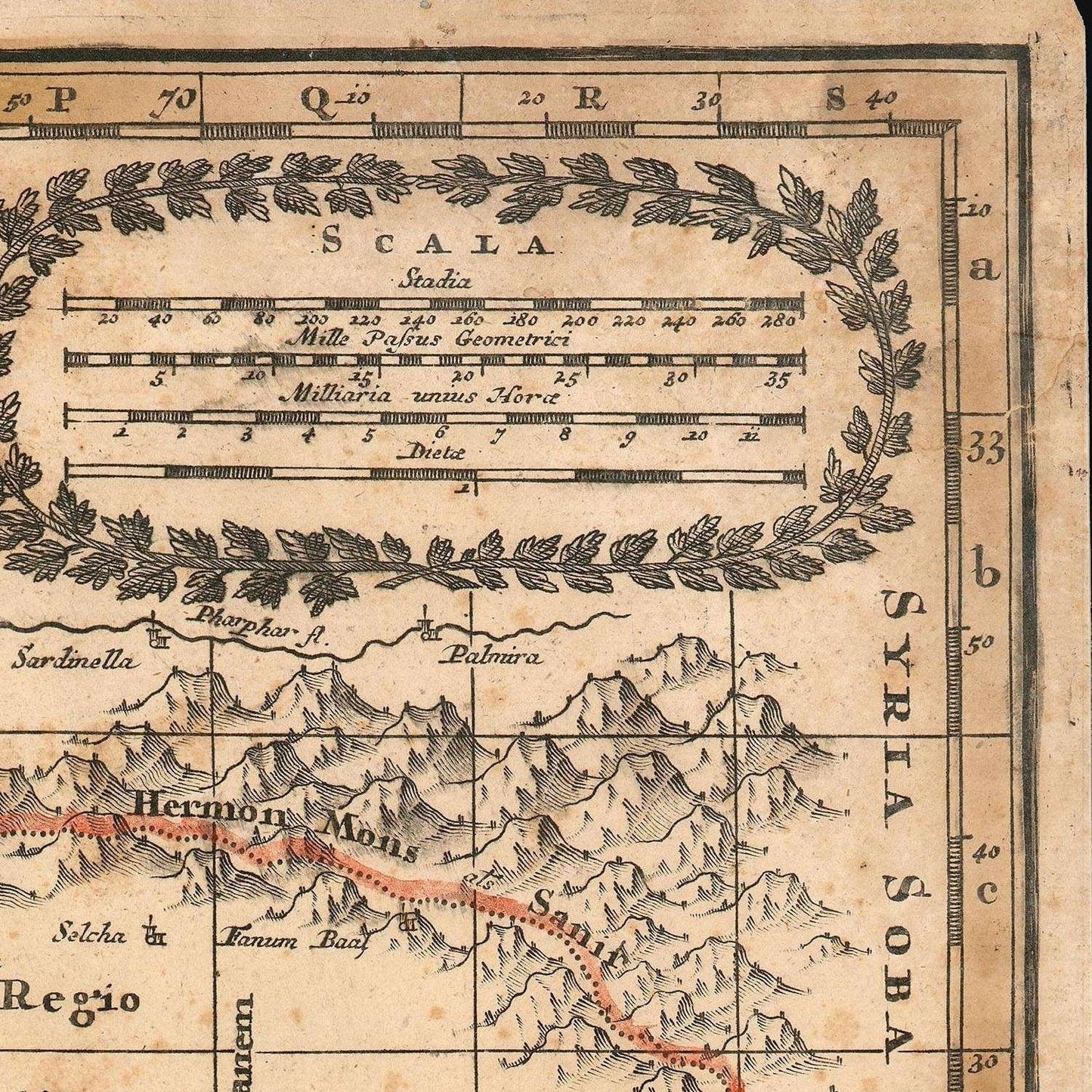 detail of the map from the top right corner