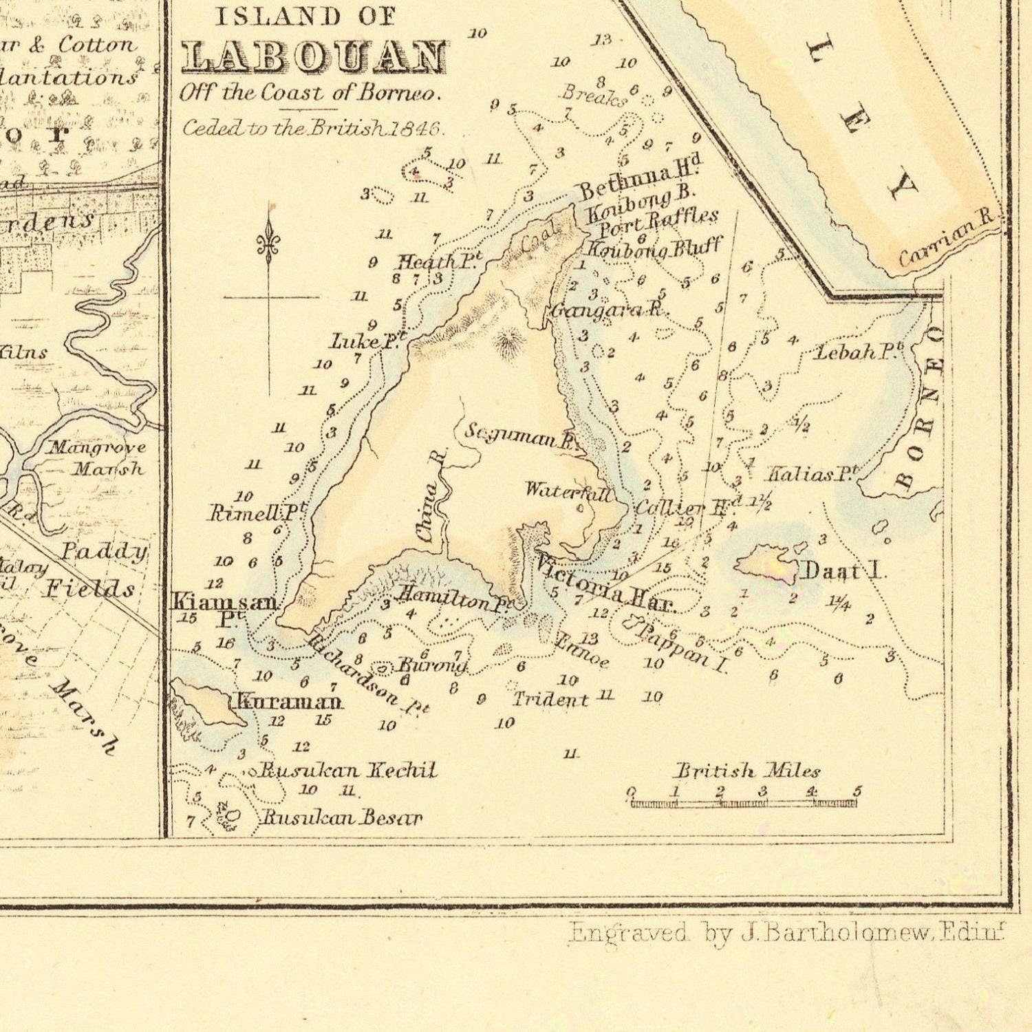 detail of the map from the bottom right corner