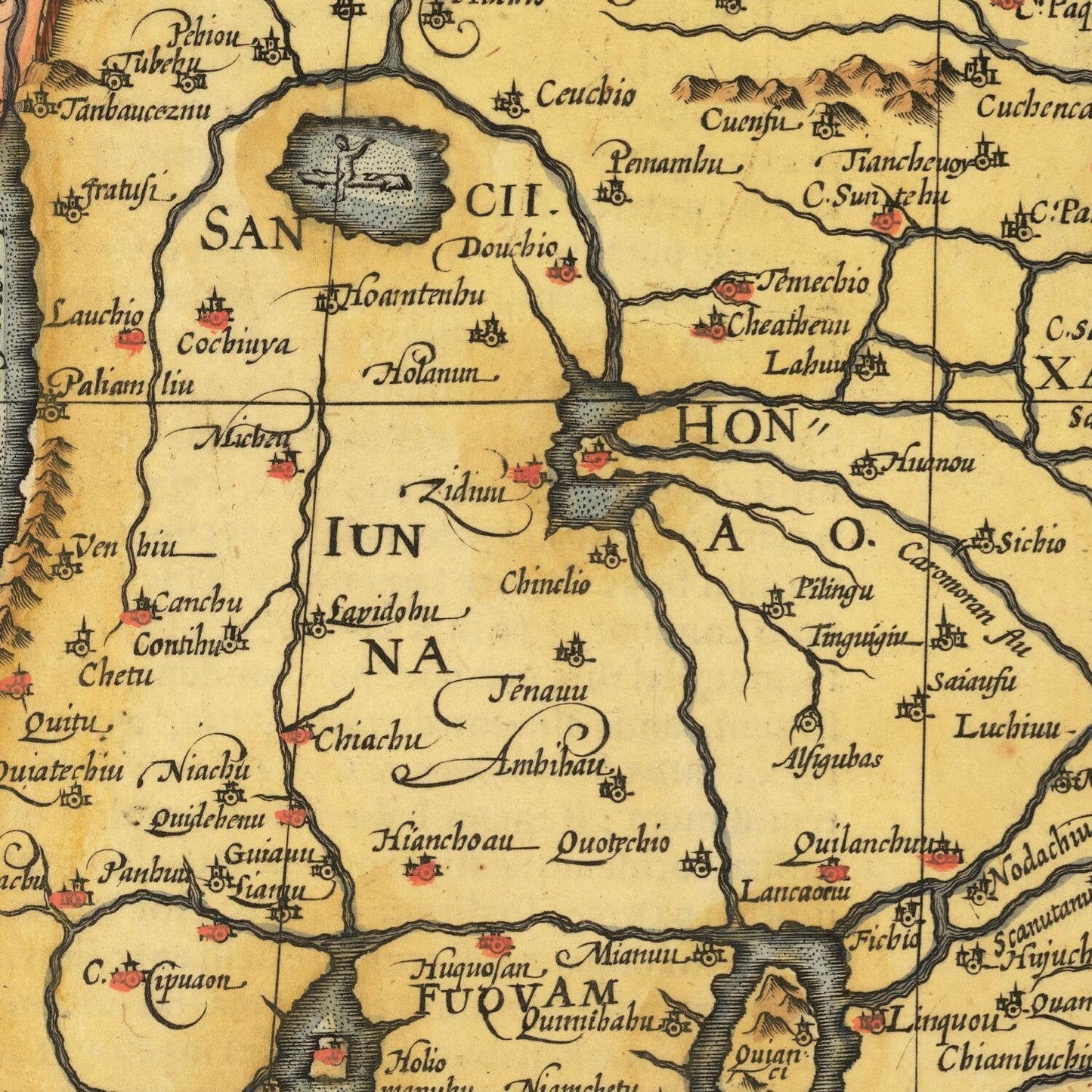 detail of the map from the centre left