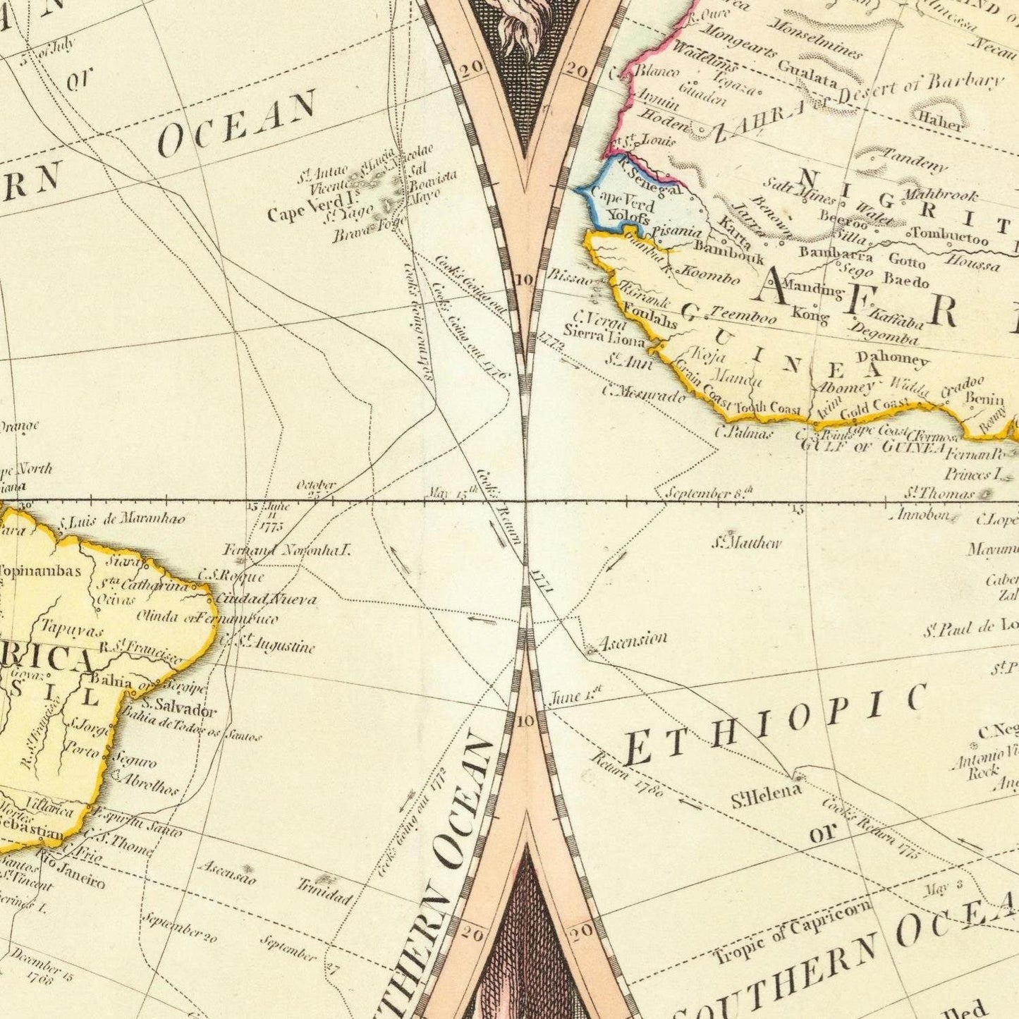 detail of the map from the centre 