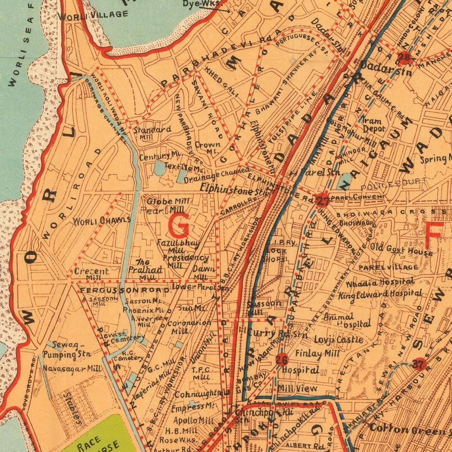 detail of the map from the centre left