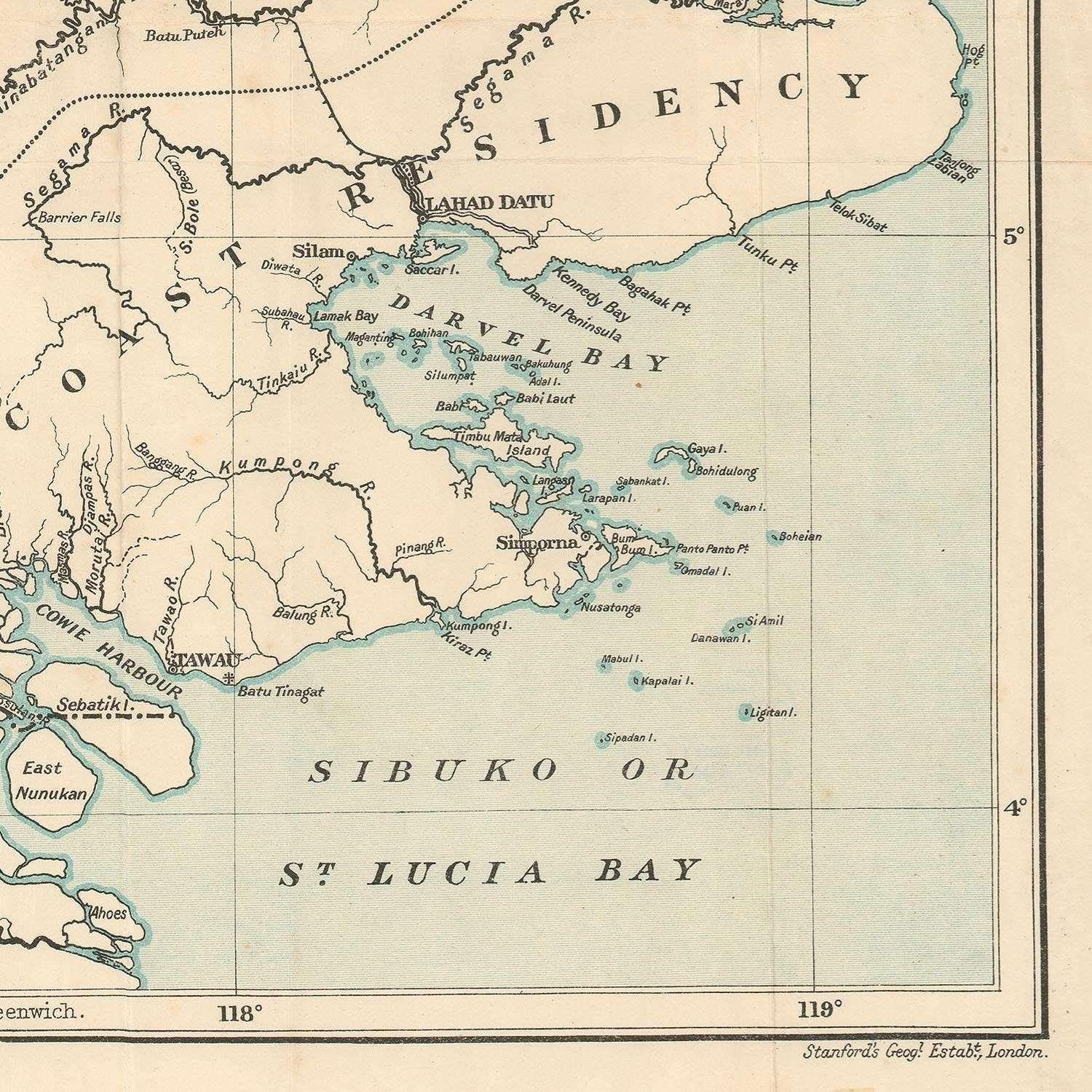 detail of the map from the bottom right corner