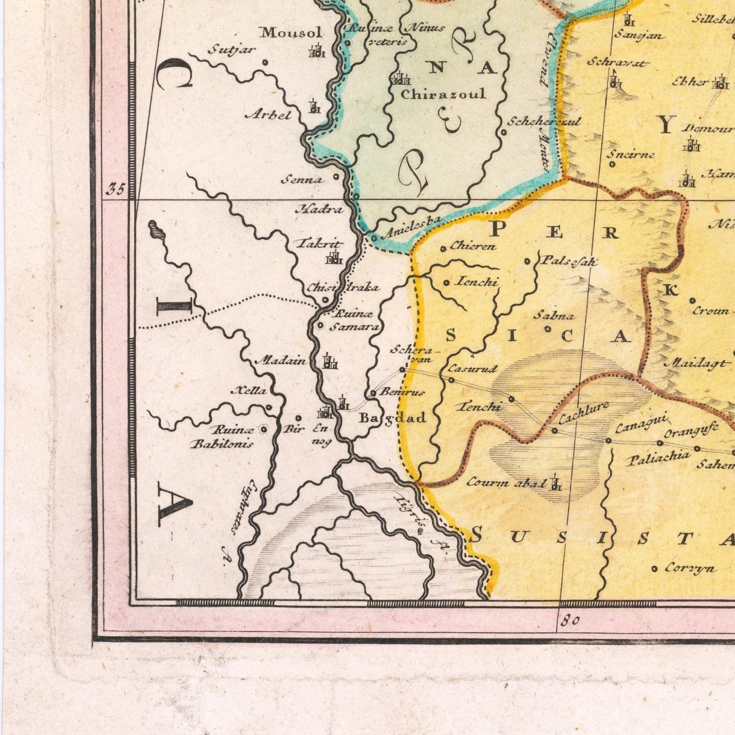 detail of the map from the bottom left corner