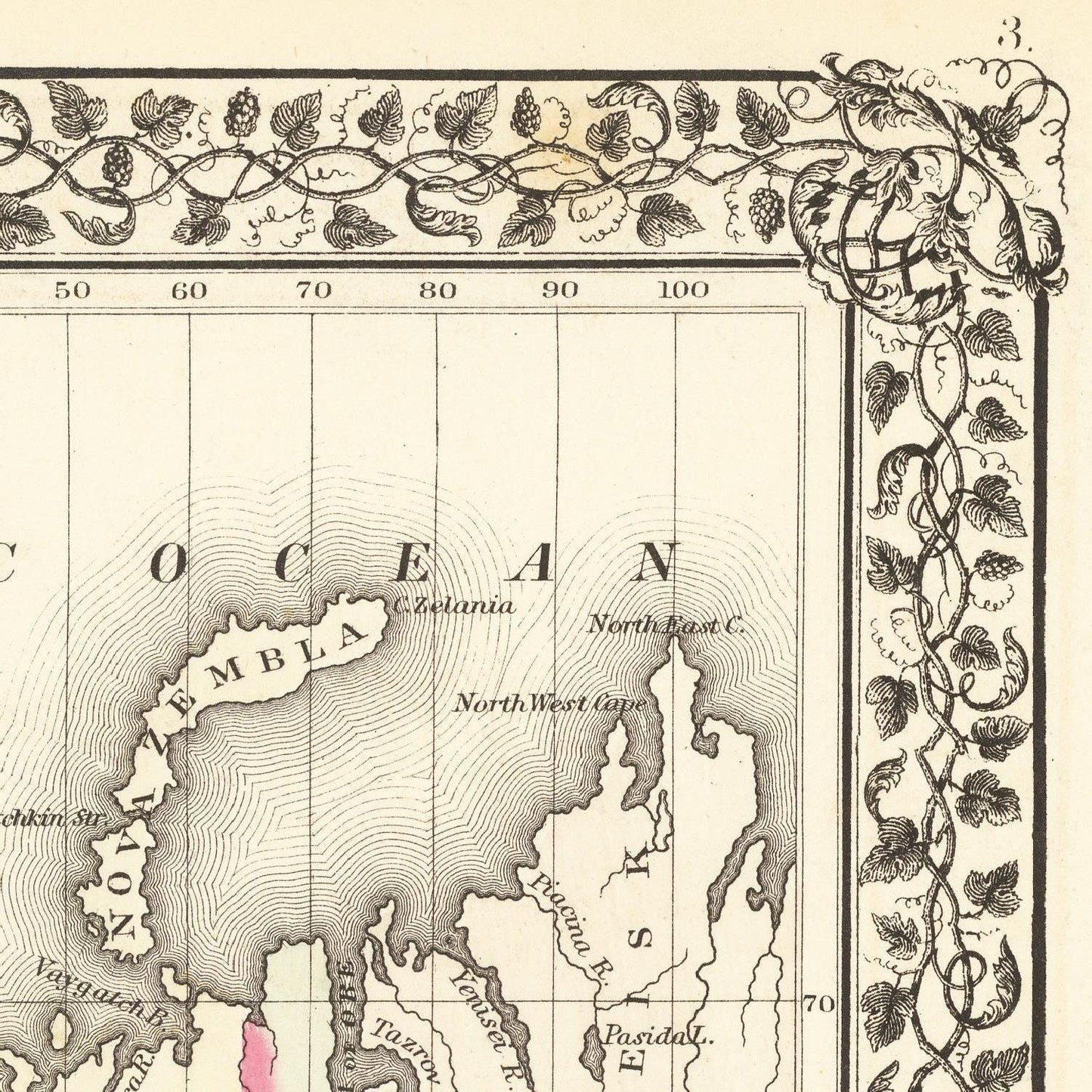 detail of the map from the top right corner