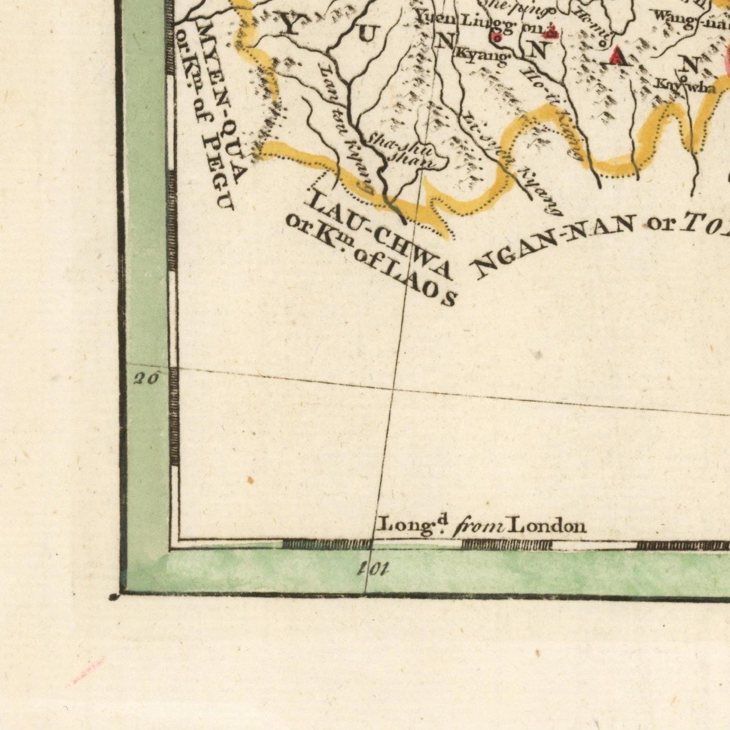 detail of the map from the bottom left corner