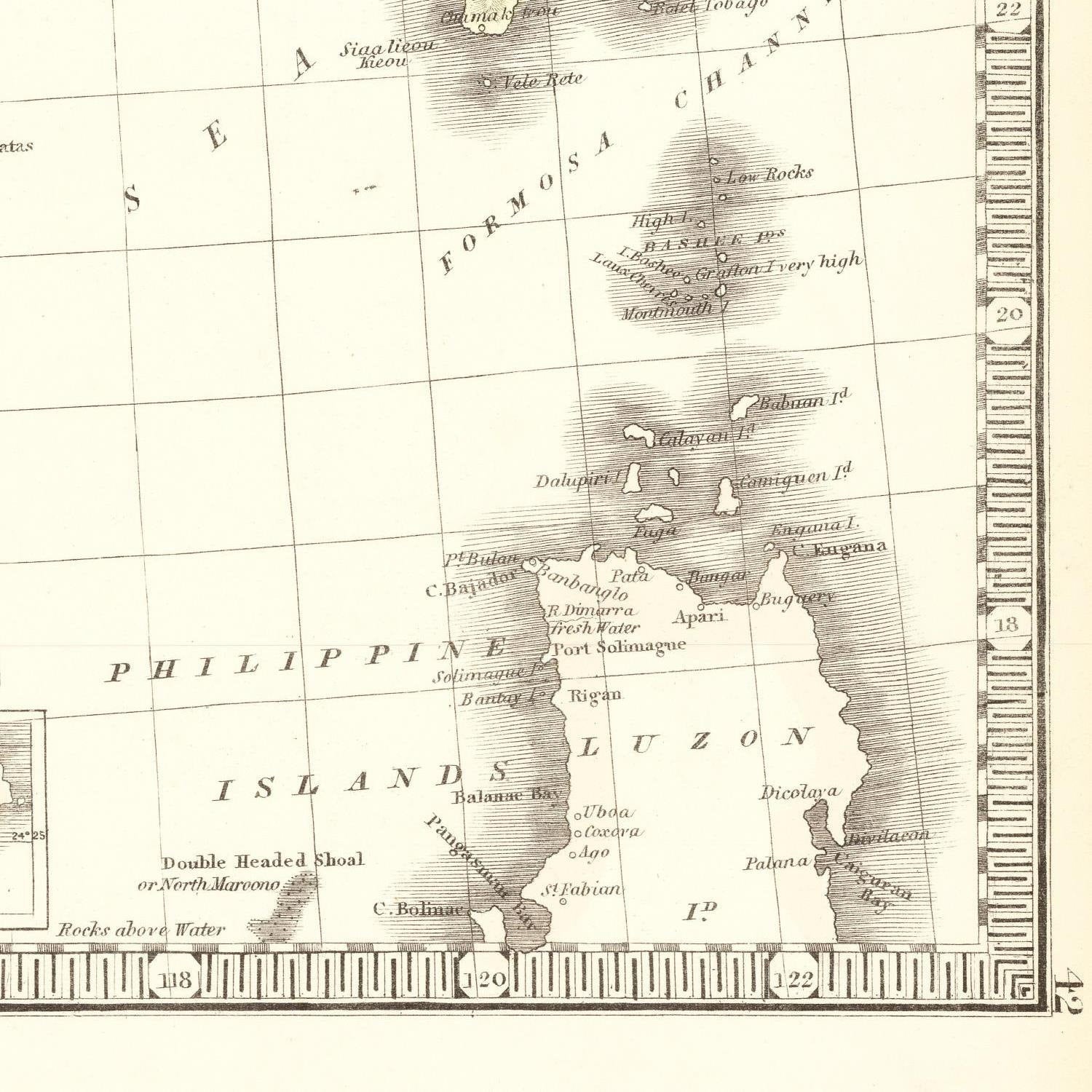 detail of the map from the bottom right corner