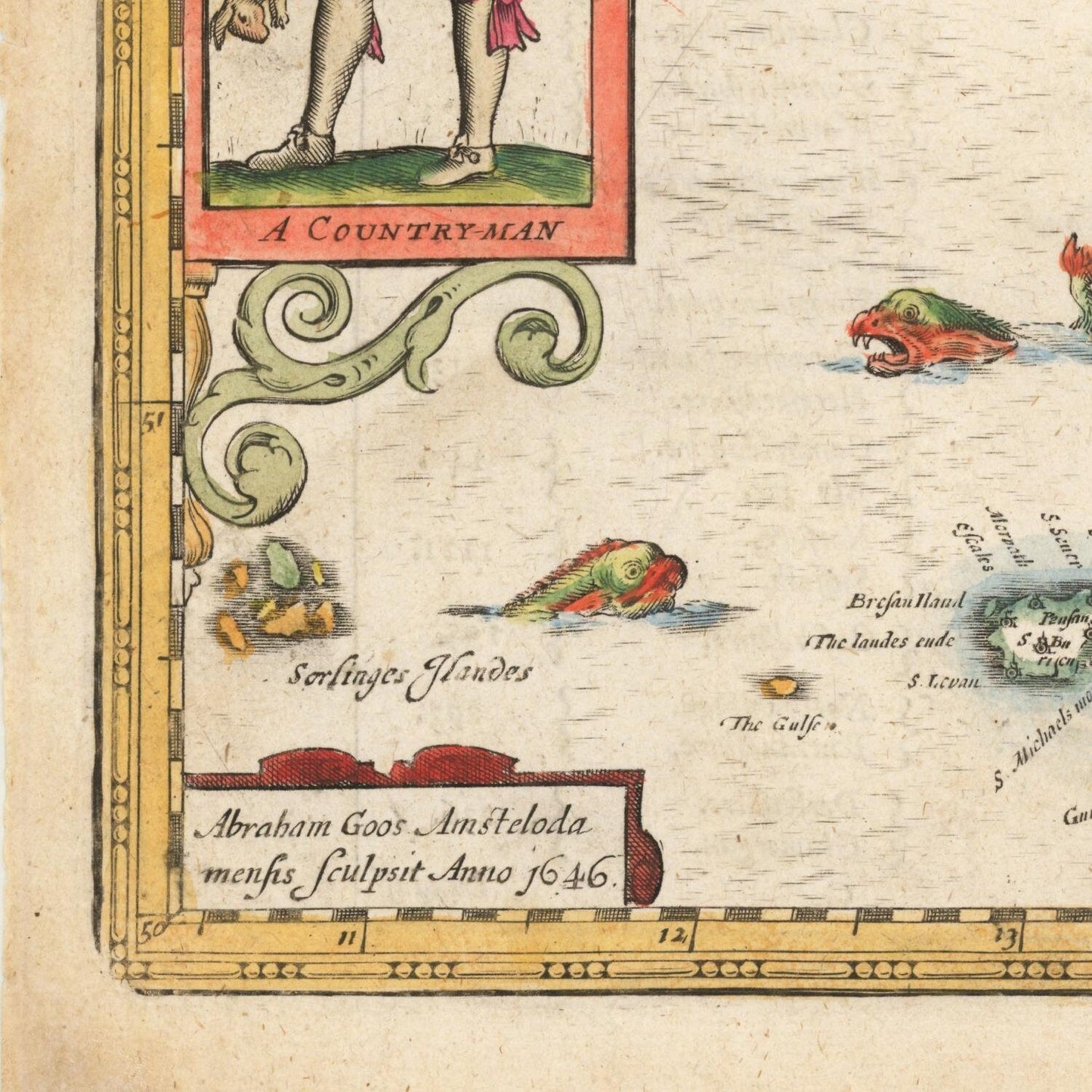 detail of the map from the bottom left corner