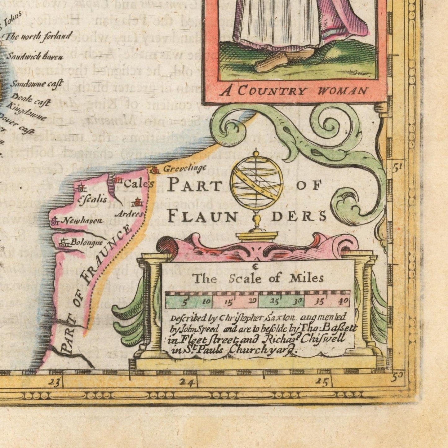 detail of the map from the bottom right corner