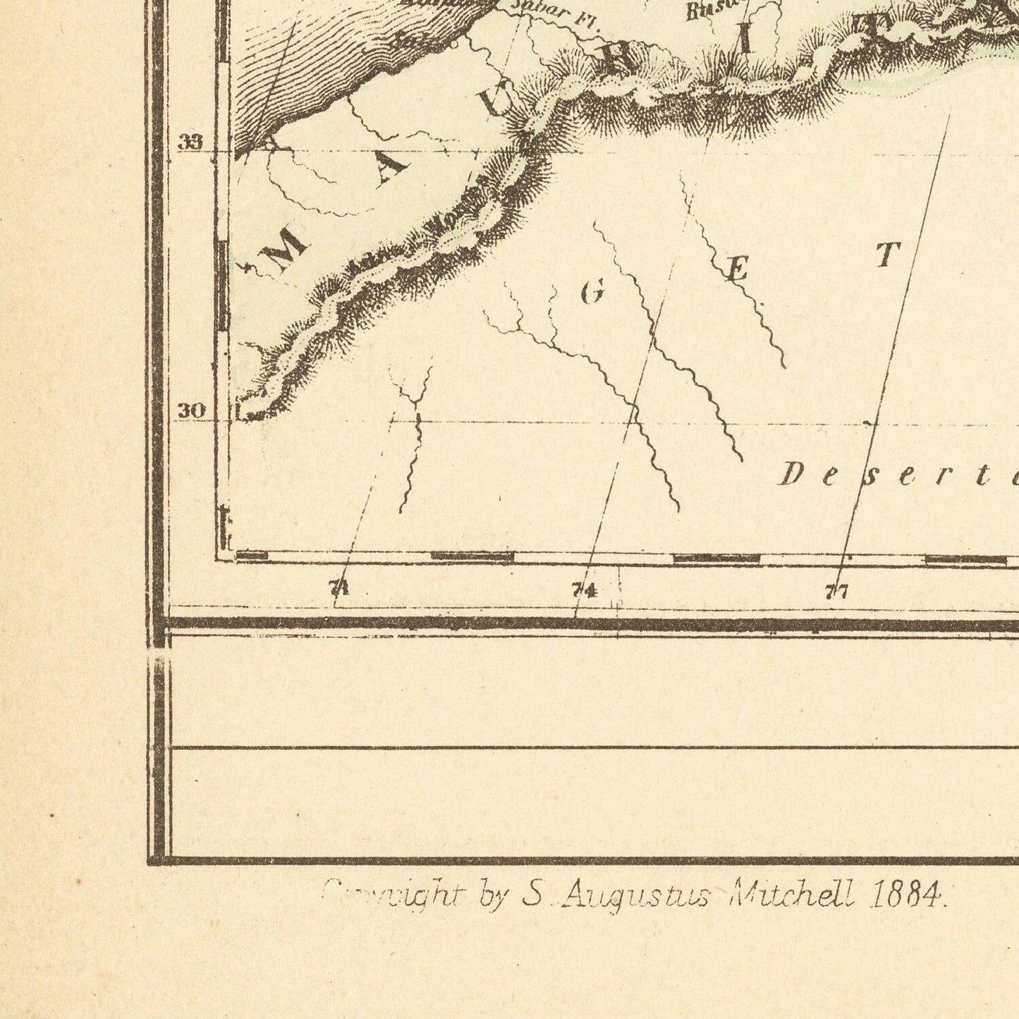 detail of the map from the bottom left corner