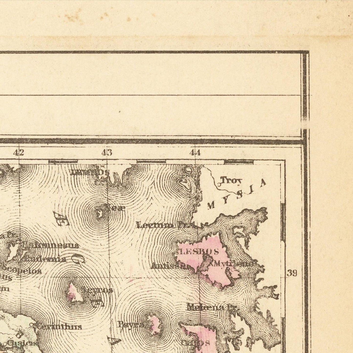 detail of the map from the top right corner