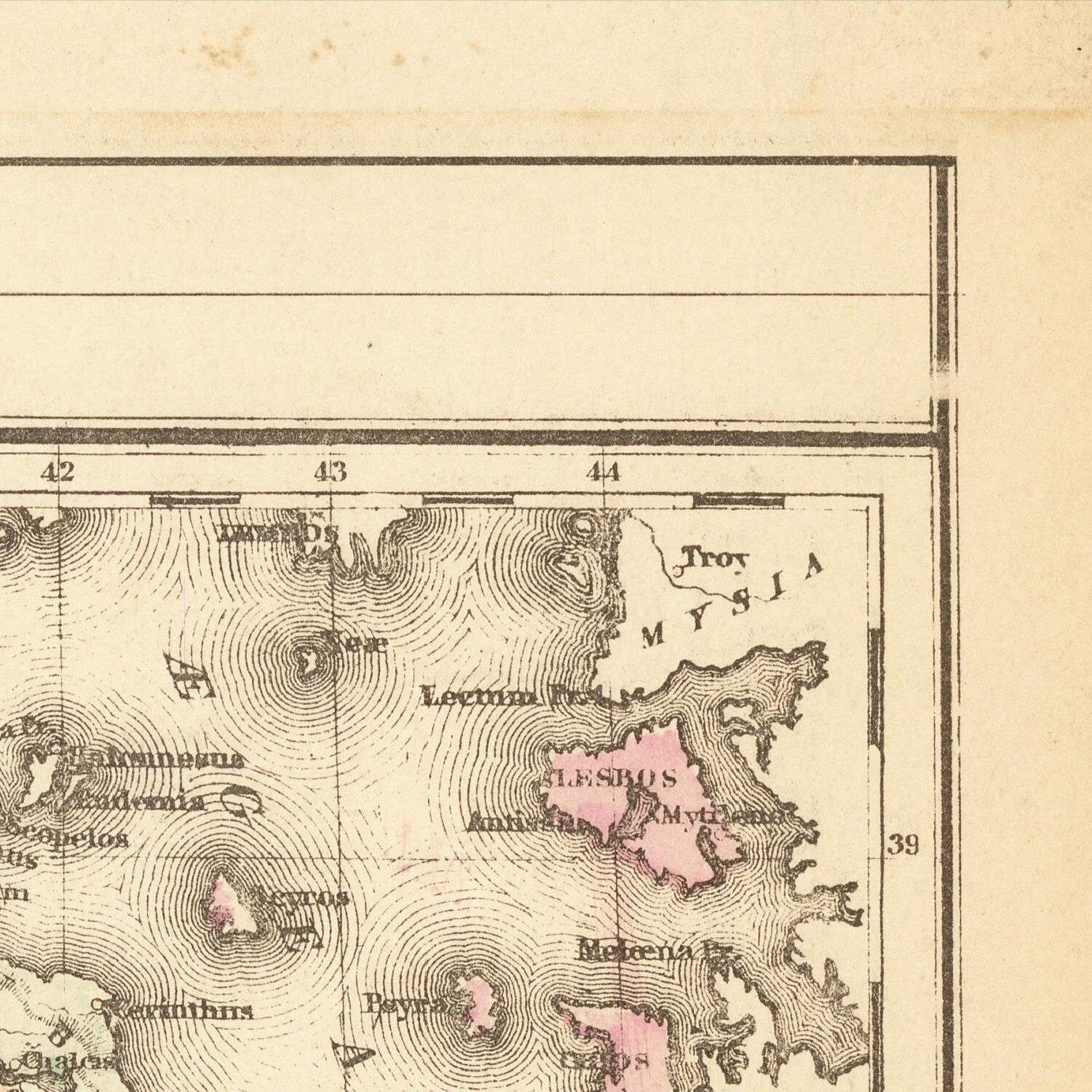 detail of the map from the top right corner