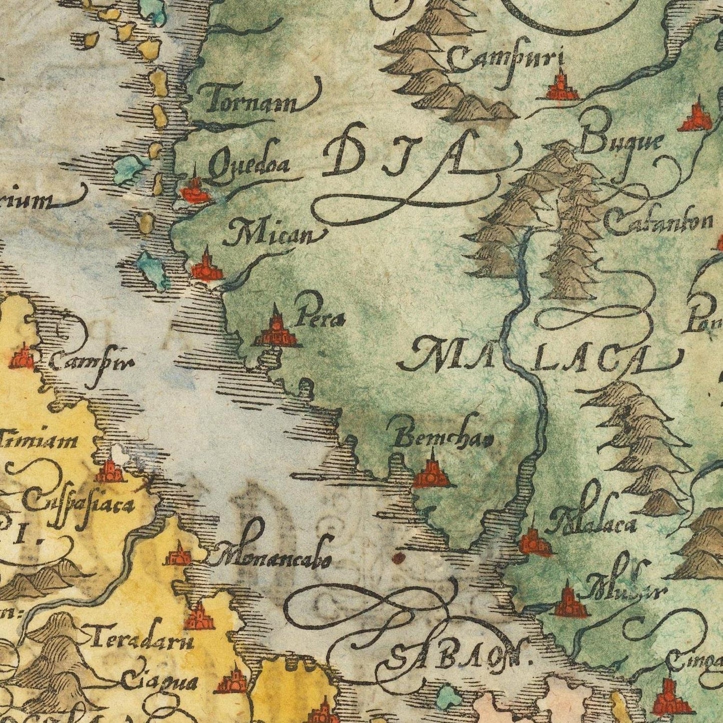 detail of the map from the centre left