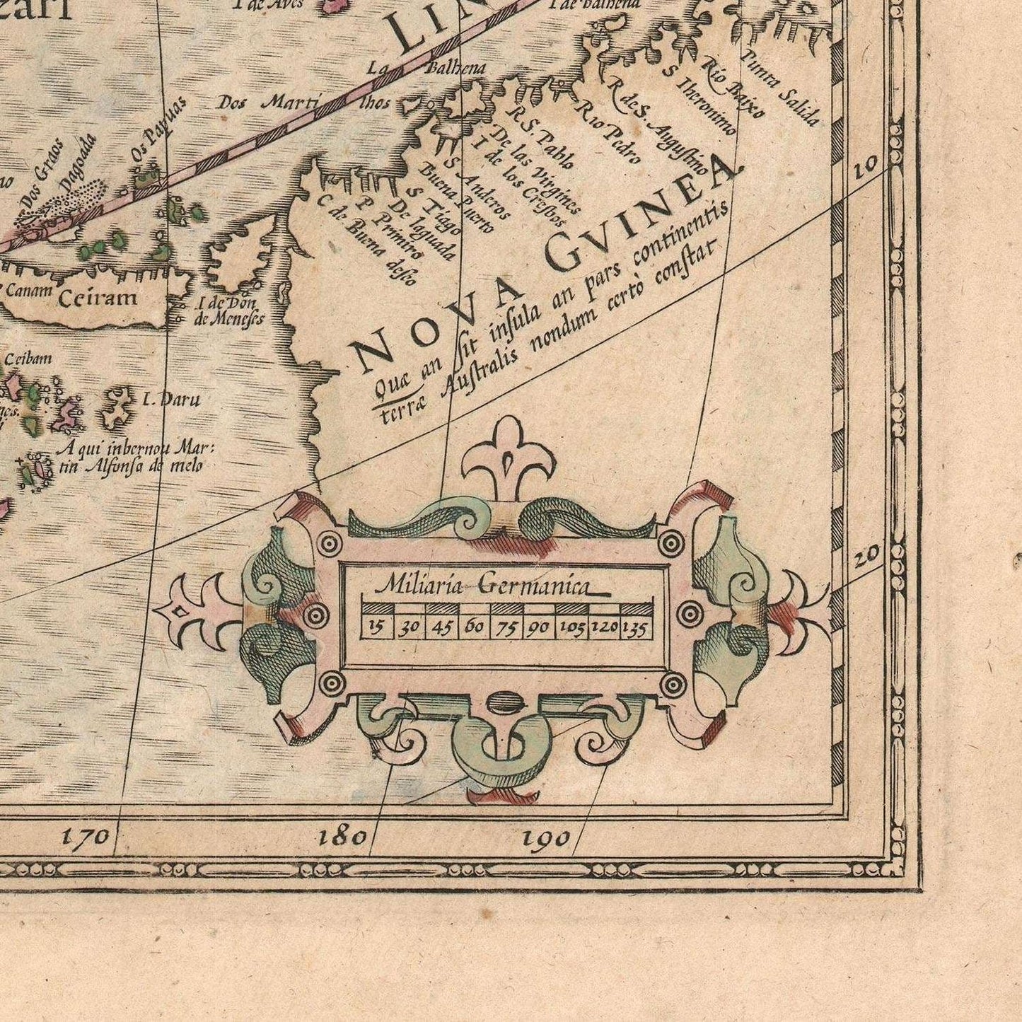 detail of the map from the bottom right corner