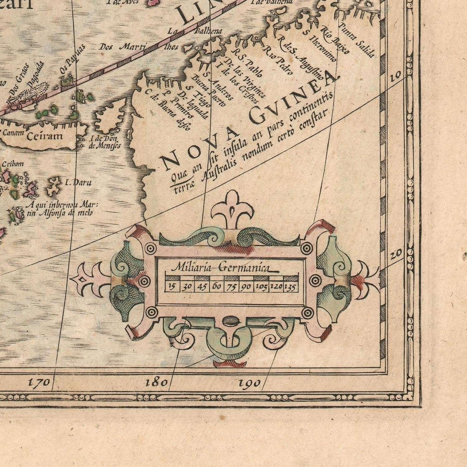 detail of the map from the bottom right corner