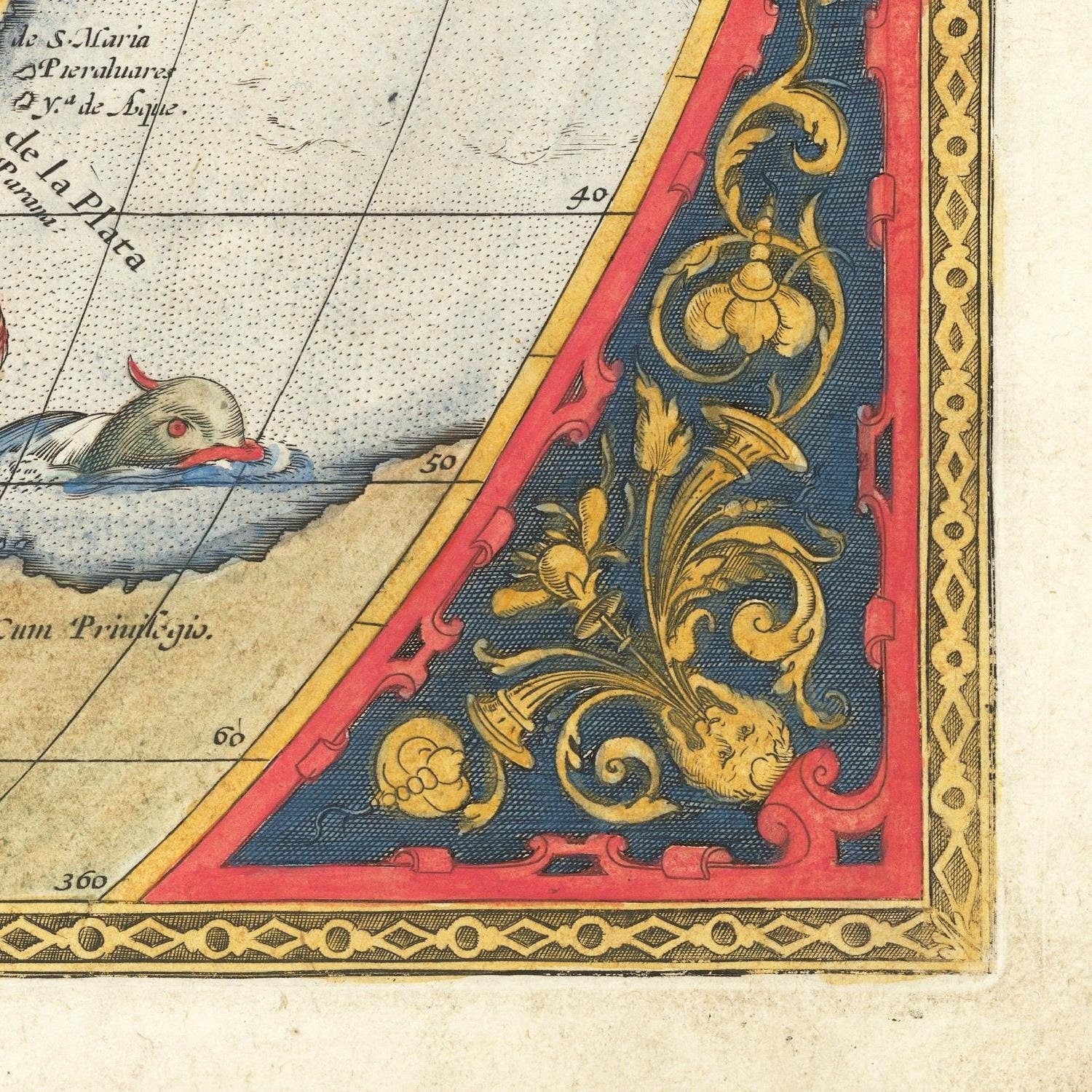 detail of the map from the bottom right corner