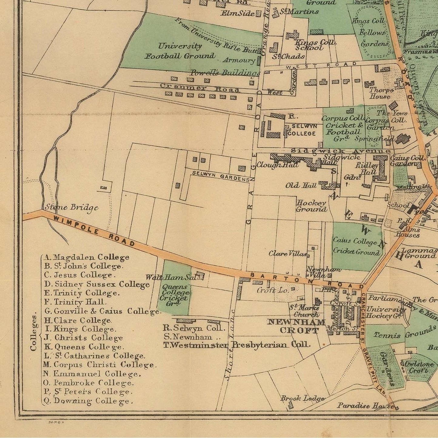 detail of the map from the bottom left corner