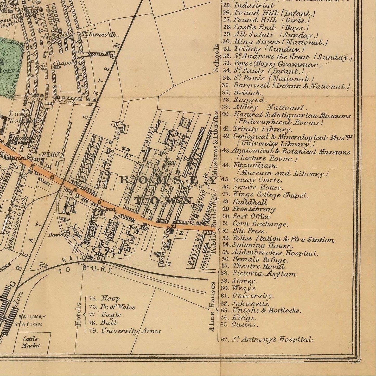 detail of the map from the bottom right corner