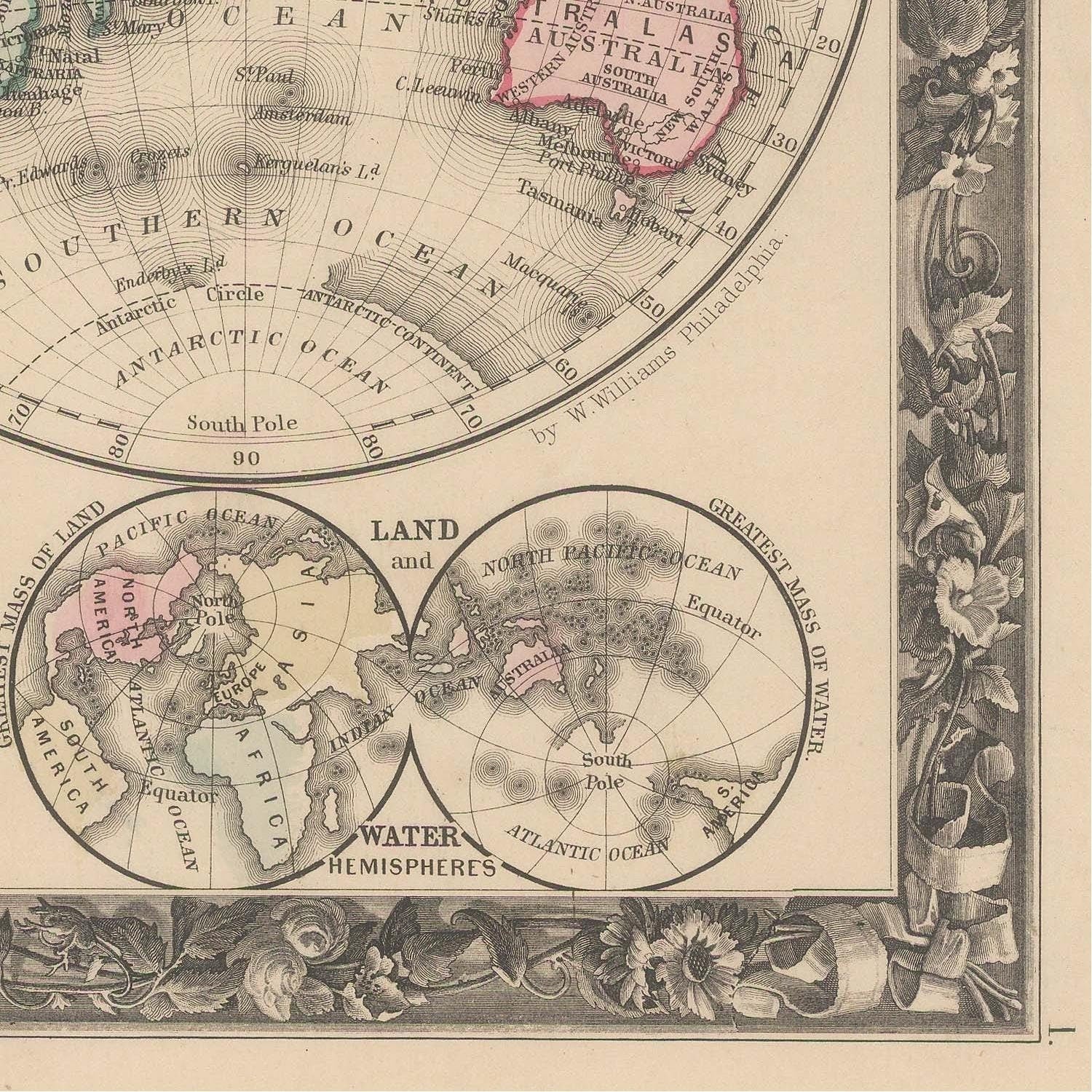 detail of the map from the bottom right corner