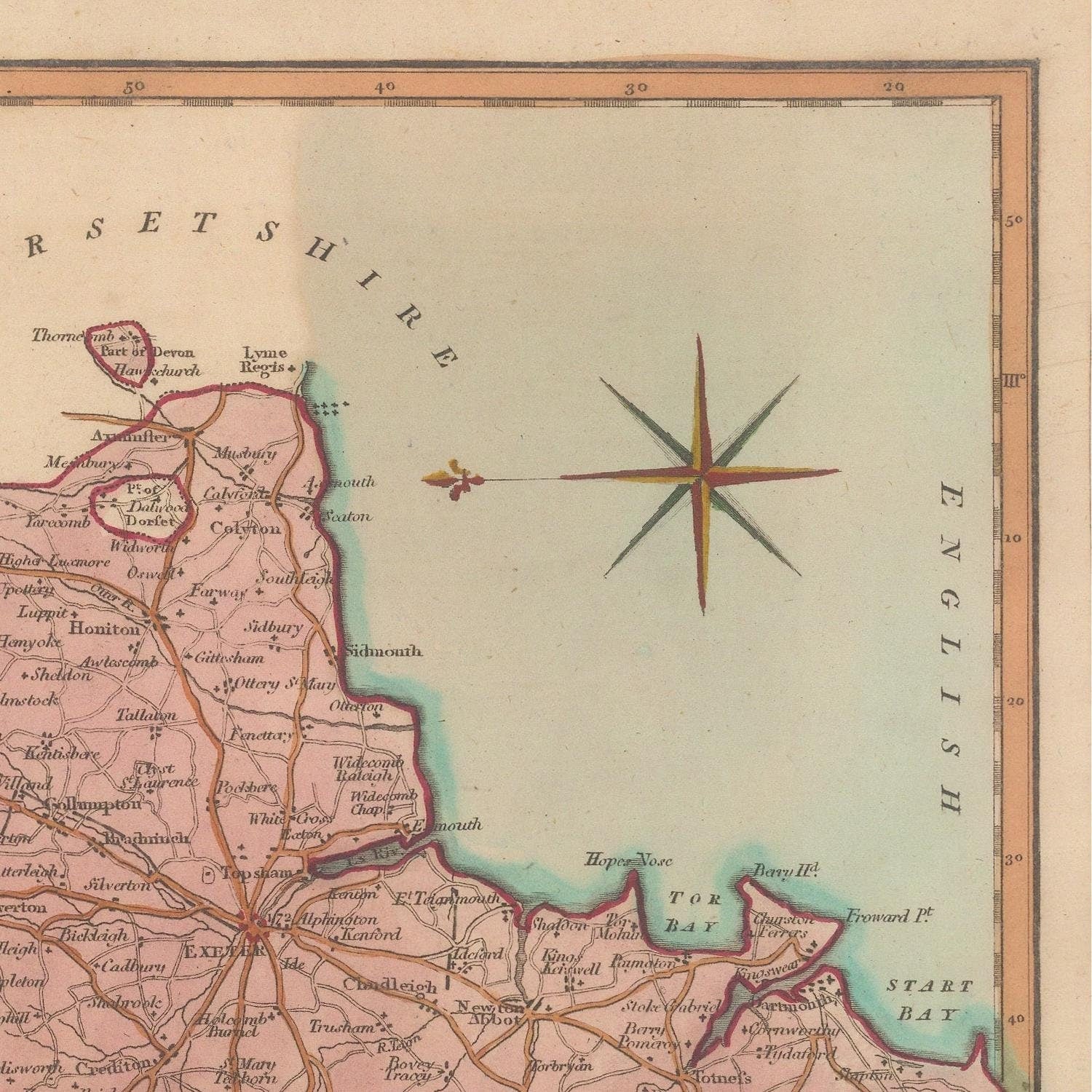 detail of the map from the top right corner