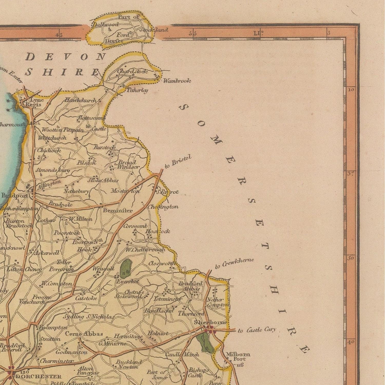 detail of the map from the top right corner