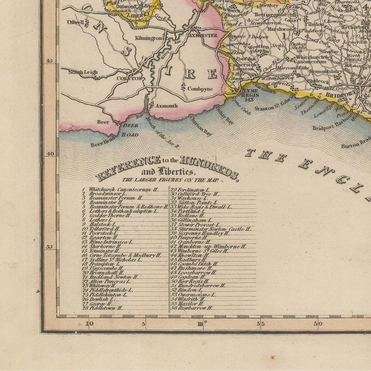 detail of the map from the bottom left corner