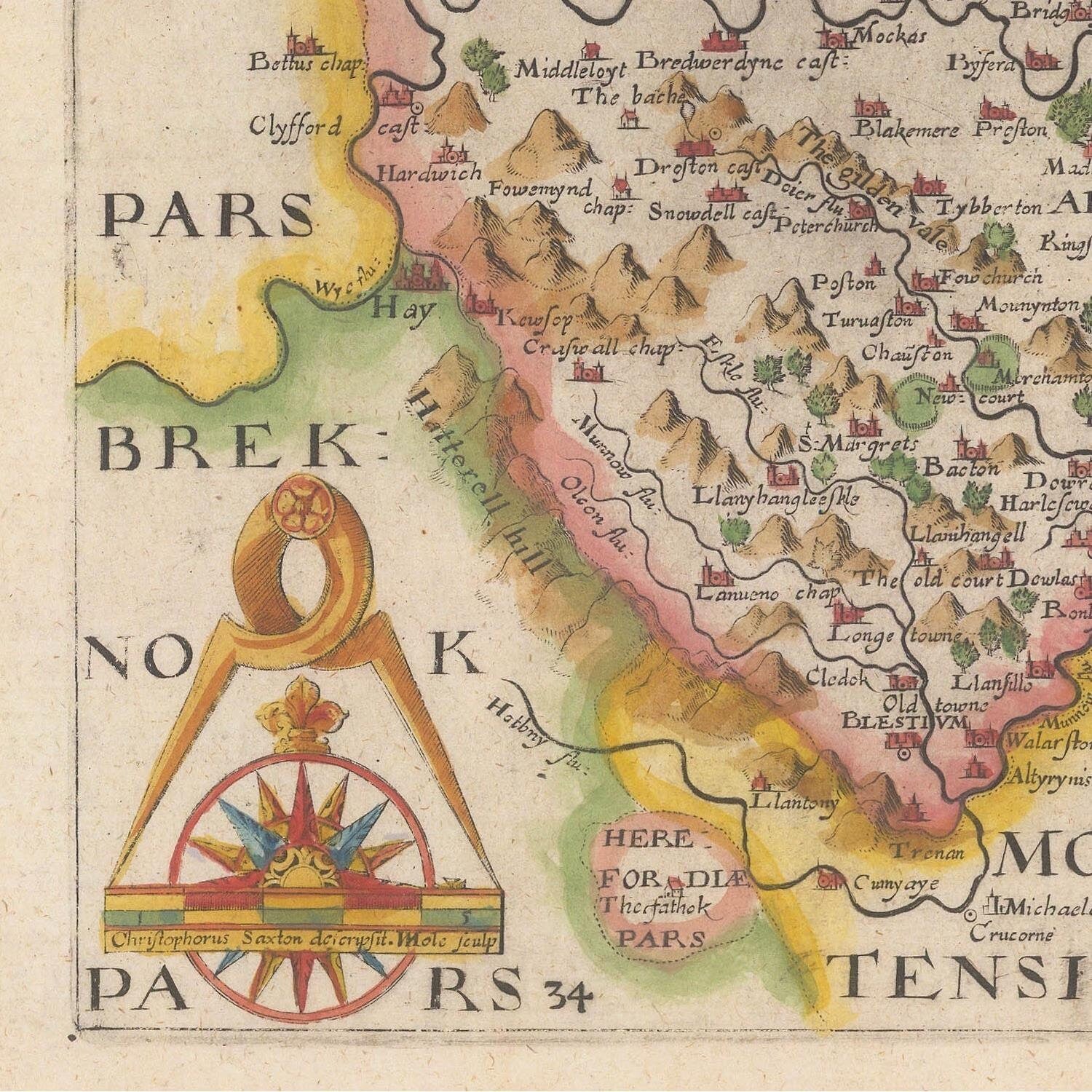 detail of the map from the bottom left corner