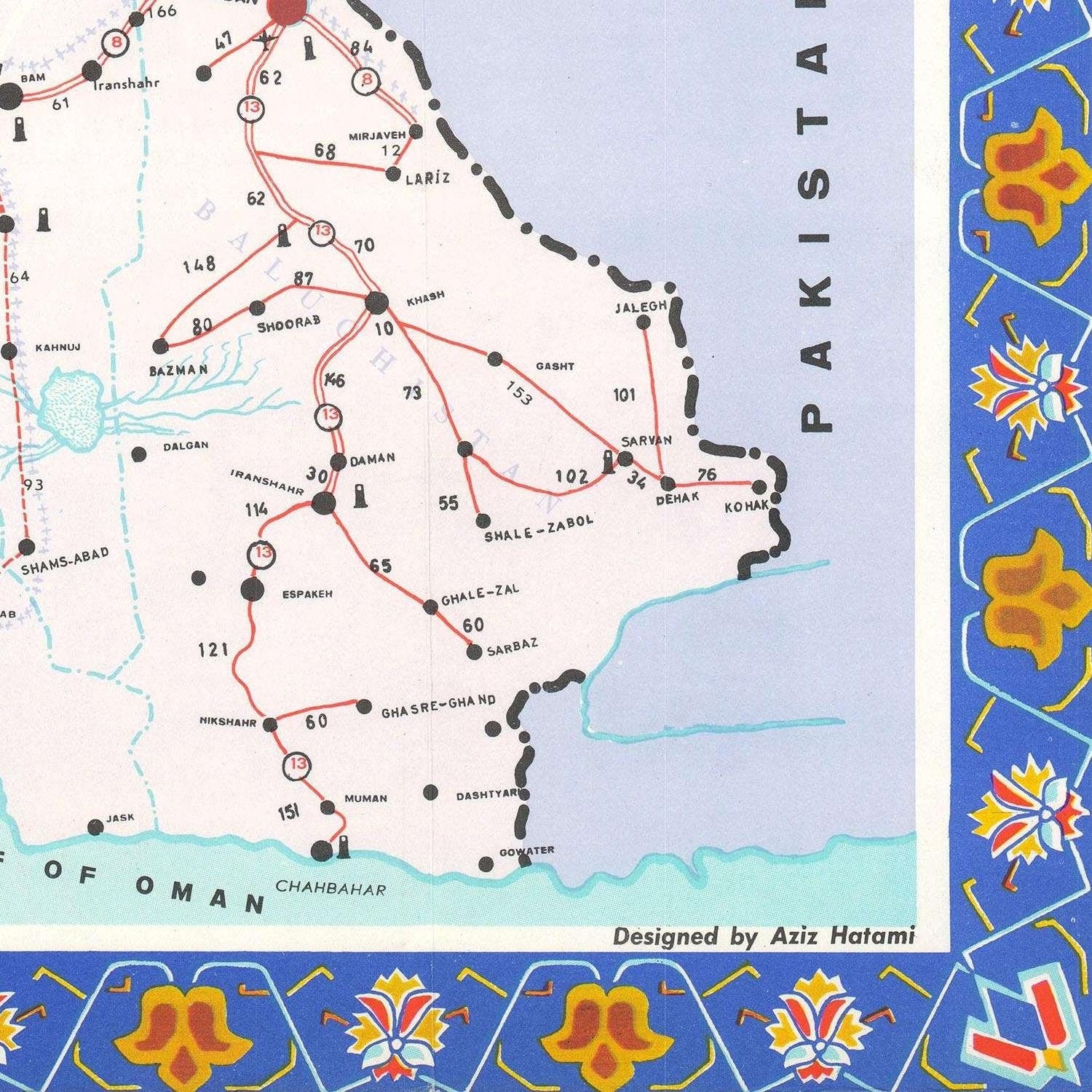 detail of the map from the bottom right corner