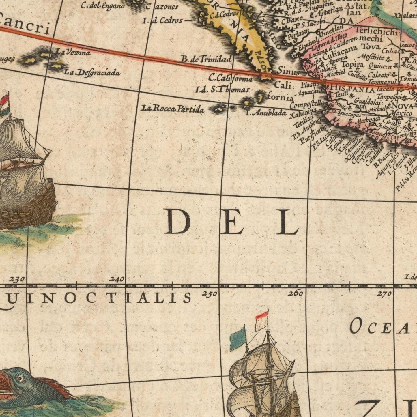 detail of the map from the centre left