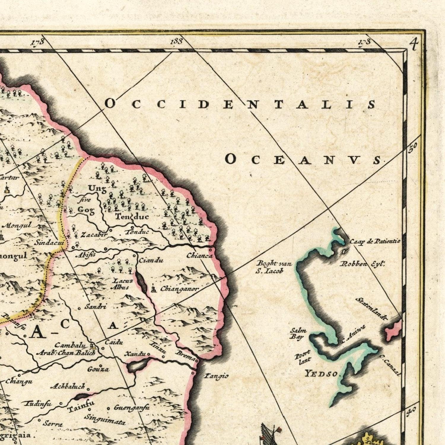 detail of the map from the top right corner