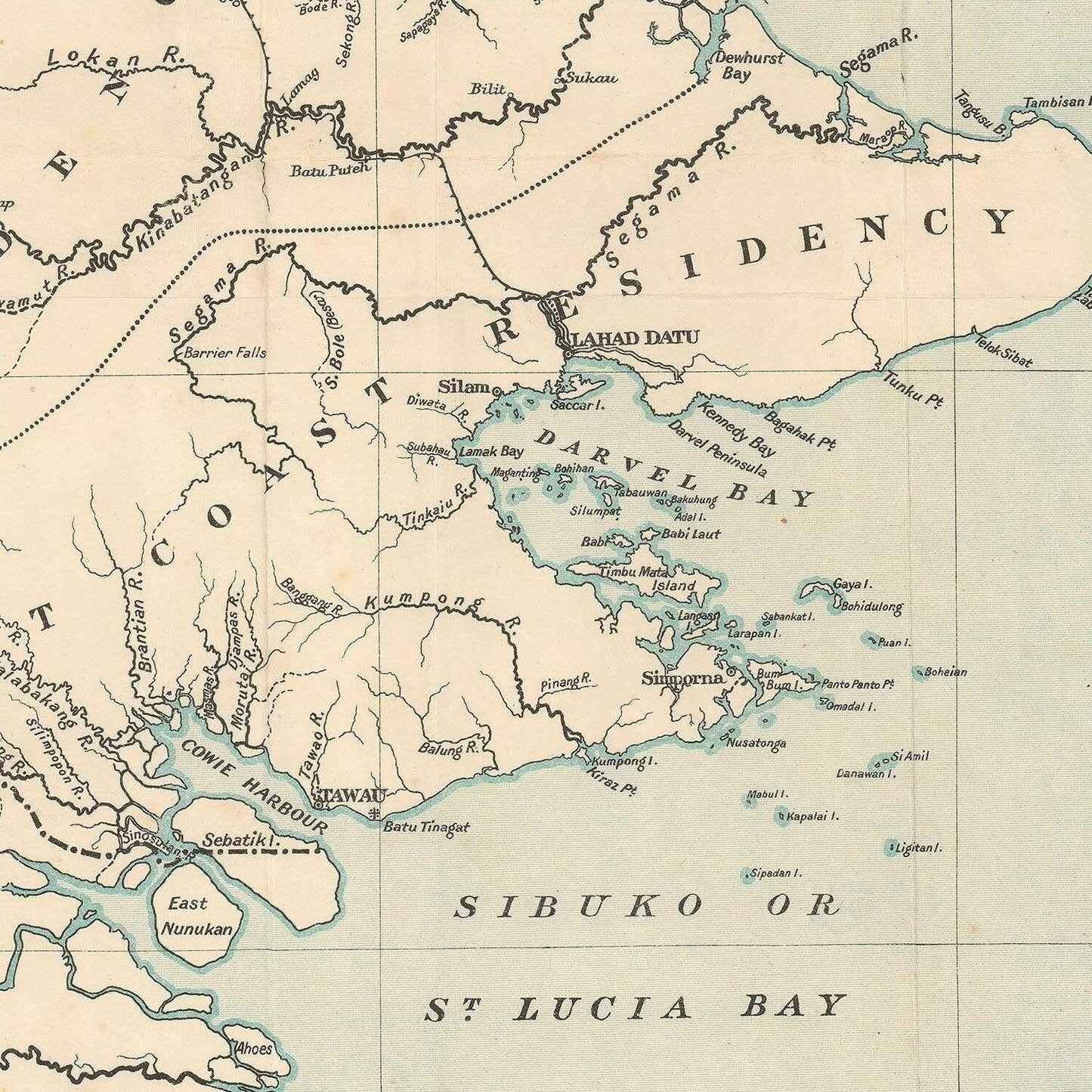 detail of the map from the centre left